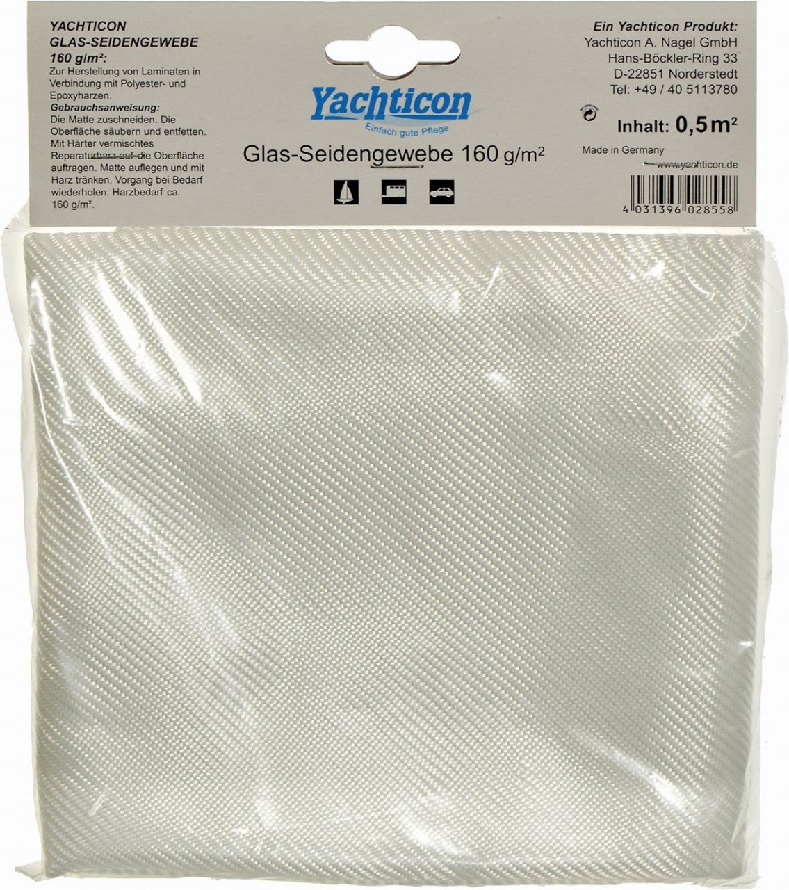 YACHTICON Tessuto di Seta di Vetro, 160 g/m², 5 m²
