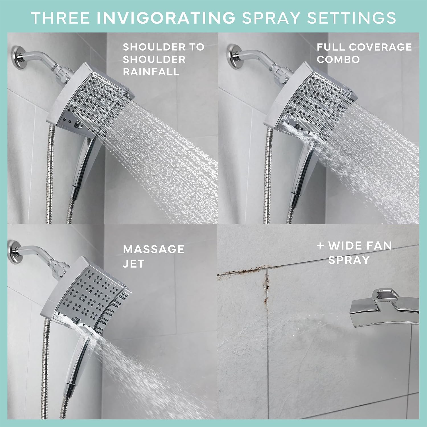 SEVENTY 3-Setting Dual Combo, Fixed and Handheld Showerhead in Chrome (12161)