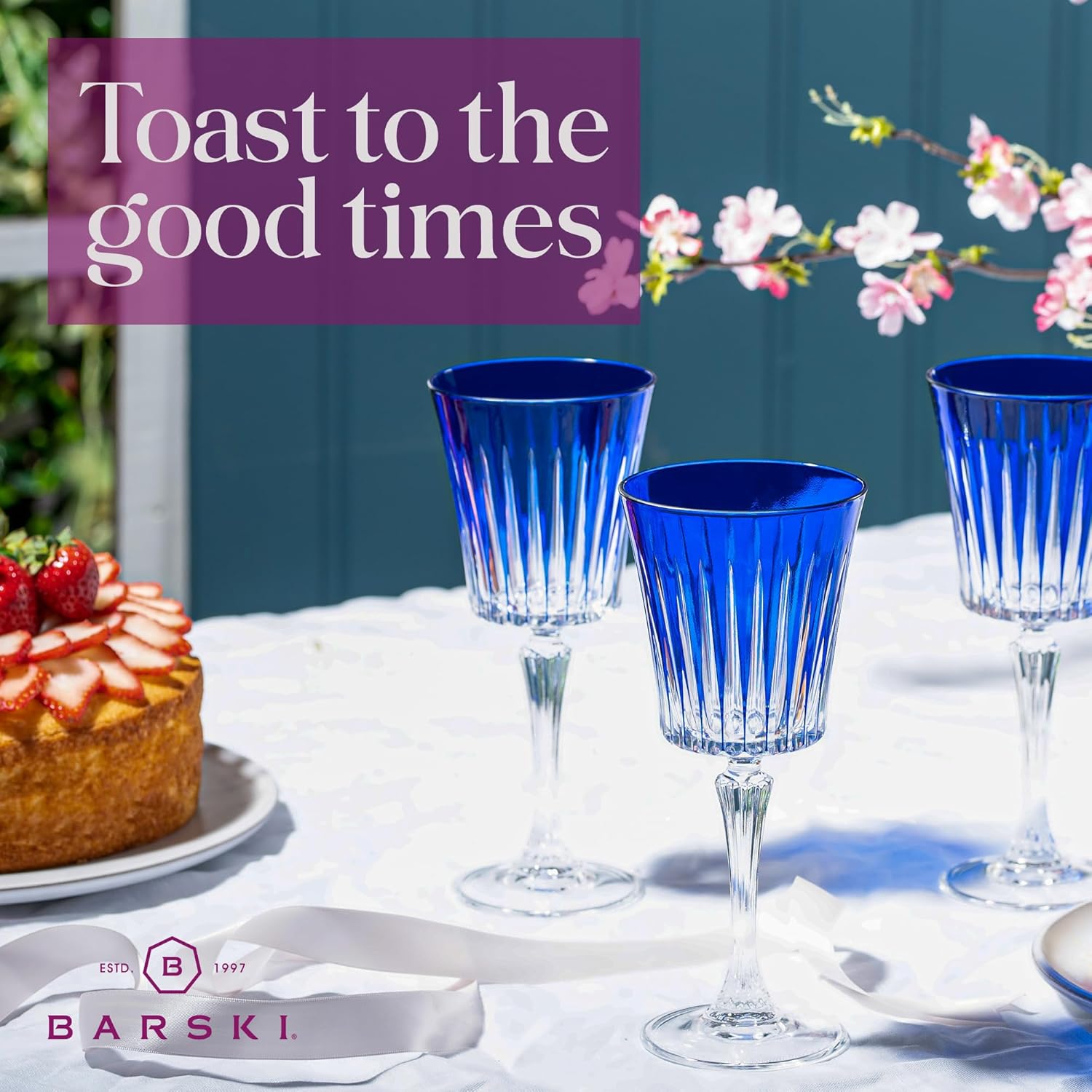 Barski European Colored Wine Glasses - Set of 6 Goblets for Red or White Wine - Elegant Glassware Water Goblets - Gift Ready Stemware, Colorful Glasses, 7.5 oz, Cobalt (Blue) - Image 5