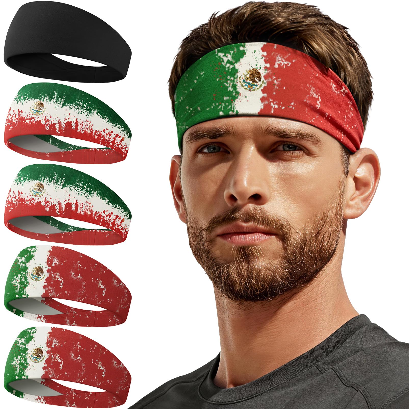 Sweat Band, 5 Pack Headband Moisture Wicking for Running Sports