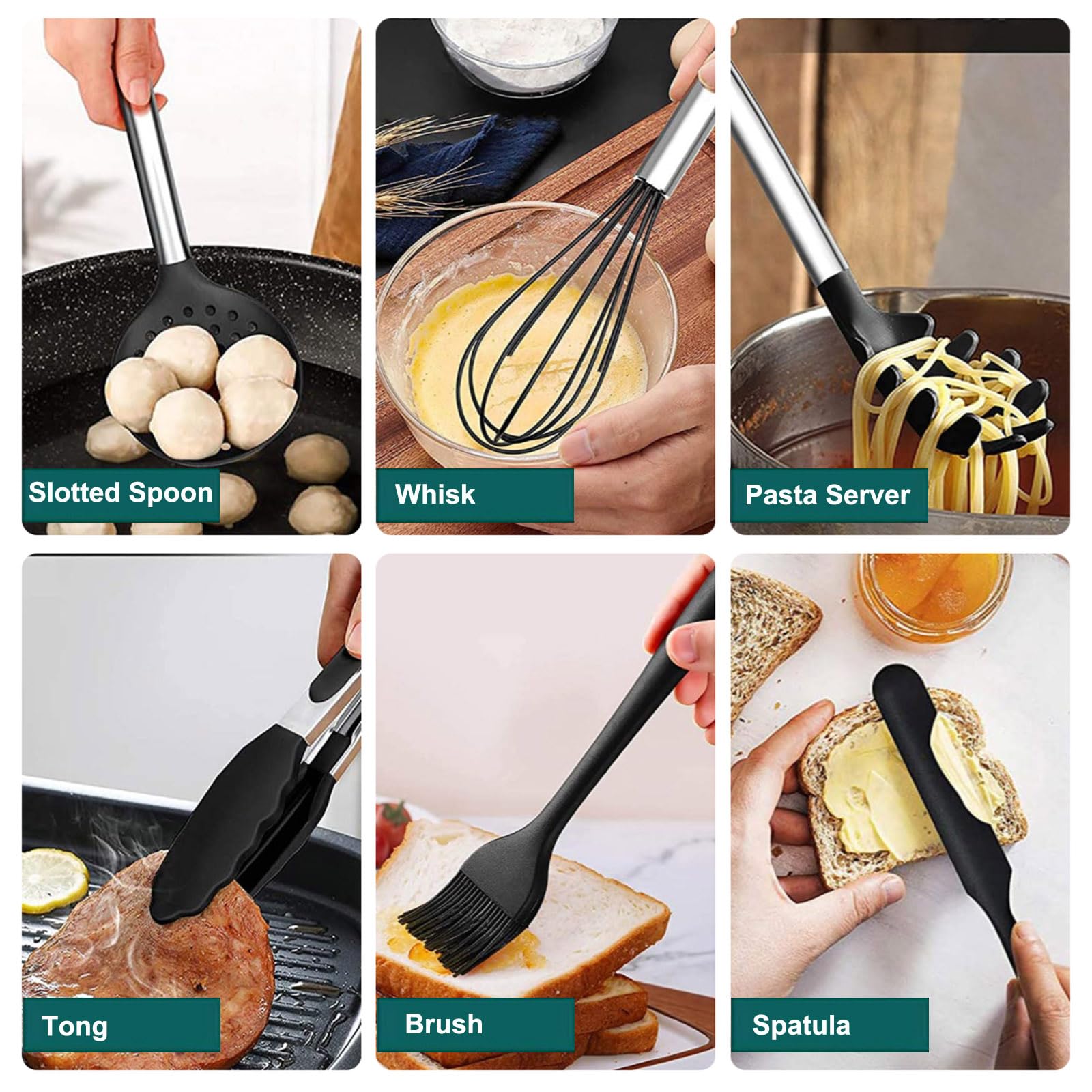 Spatules En Silicone Sans BPA – Lot De 2 – Résistantes à 315°C – Idéales Pour Poêles Antiadhésives – Passe Au Lave-vaisselle
