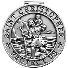 PloreWay St Christopher Medal for Car Metal Saint Christopher Visor Clip Gifts for Catholic Men Talisman for Safety