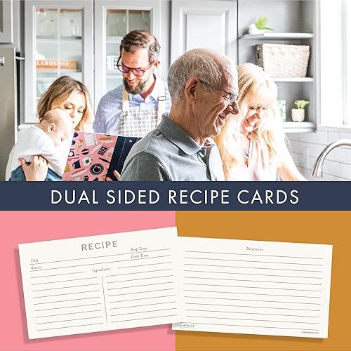 Vista 5 de Jot & Mark - Organizador de recetas con 3 anillos (Mise En place) 50 tarjetas de recetas de 4 x 6, separadores de página completa y protectores