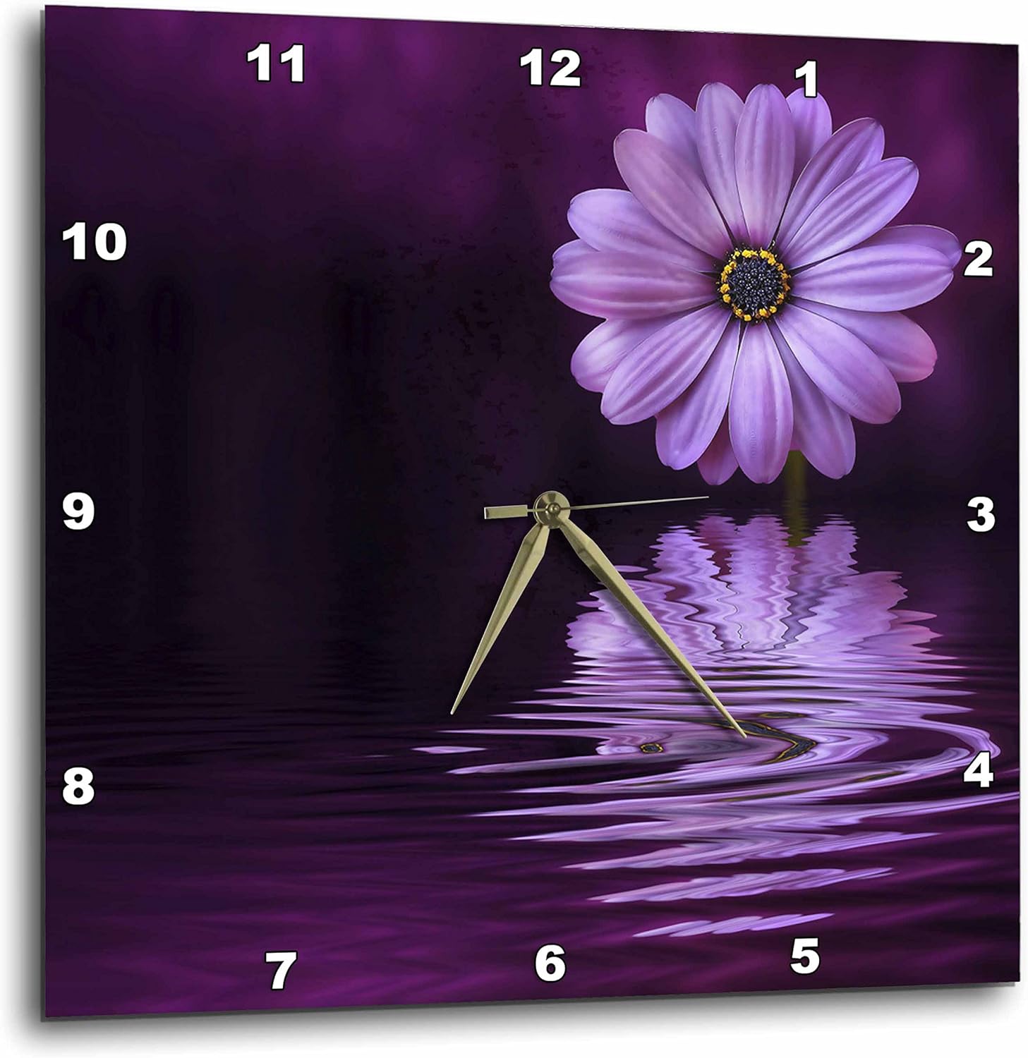 3dRose Gerbera Daisy Reflecting in Water Wall Clock, 15" x 15", Purple
