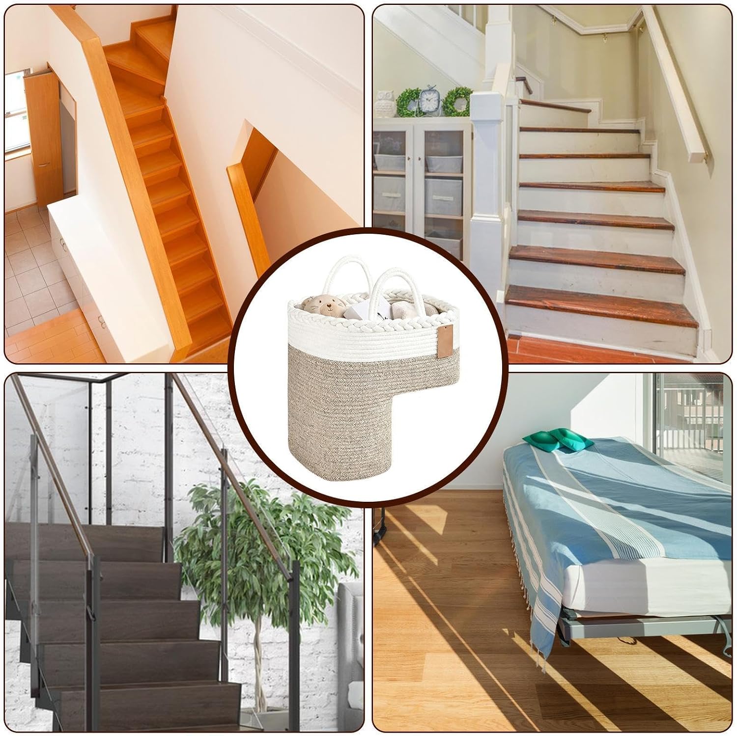 Stair Storage Basket Large Capacity Woven Step Organizers image 4