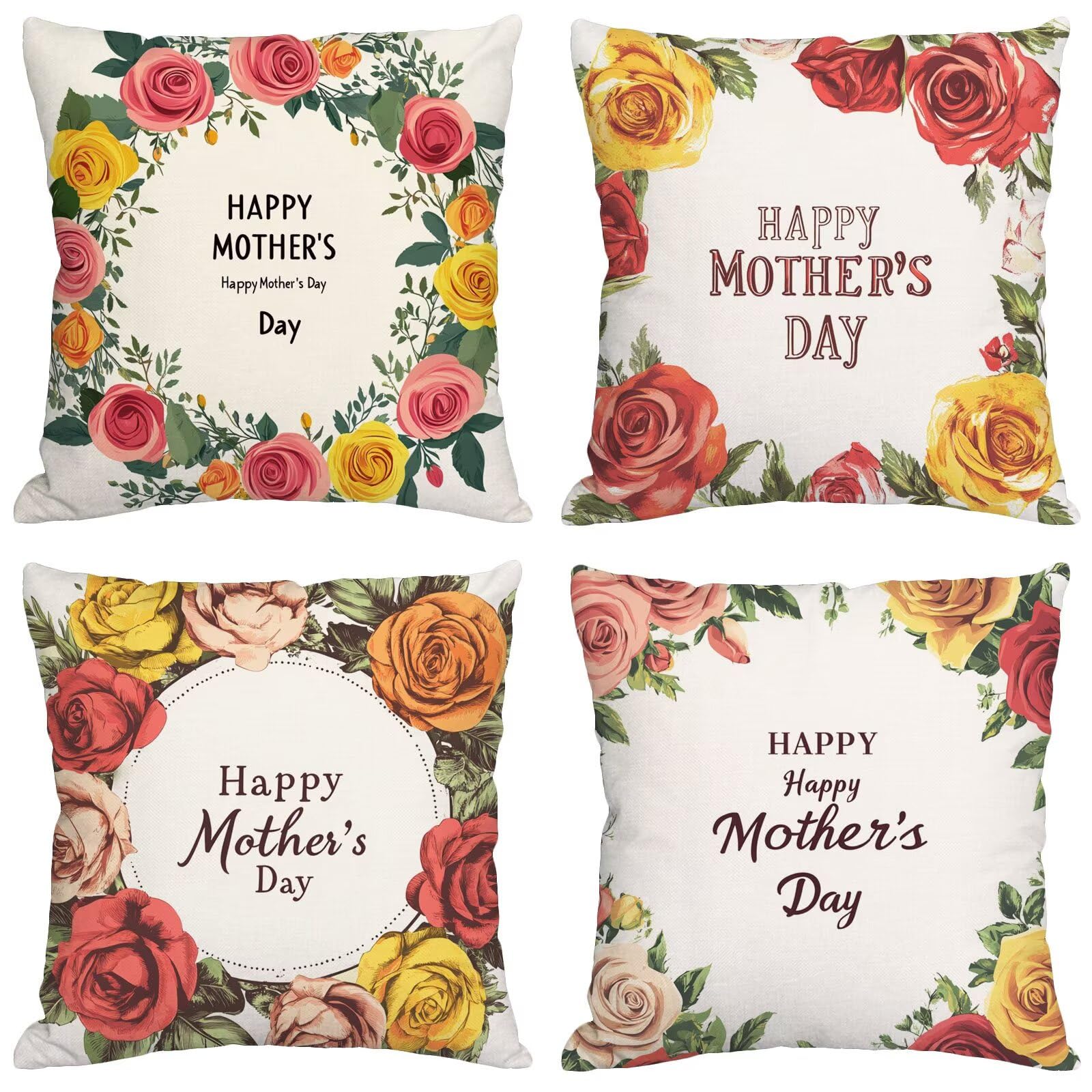 Festa della mamma Cuscini per Divano Esterno Giardino Rosa Cuscini 70x70cm Grandi Copricuscini per Divani Impermeabili Linoi Cushion Covers per Interno/Esterno Balcone Estate Regalo,Set di 4 BZ-8