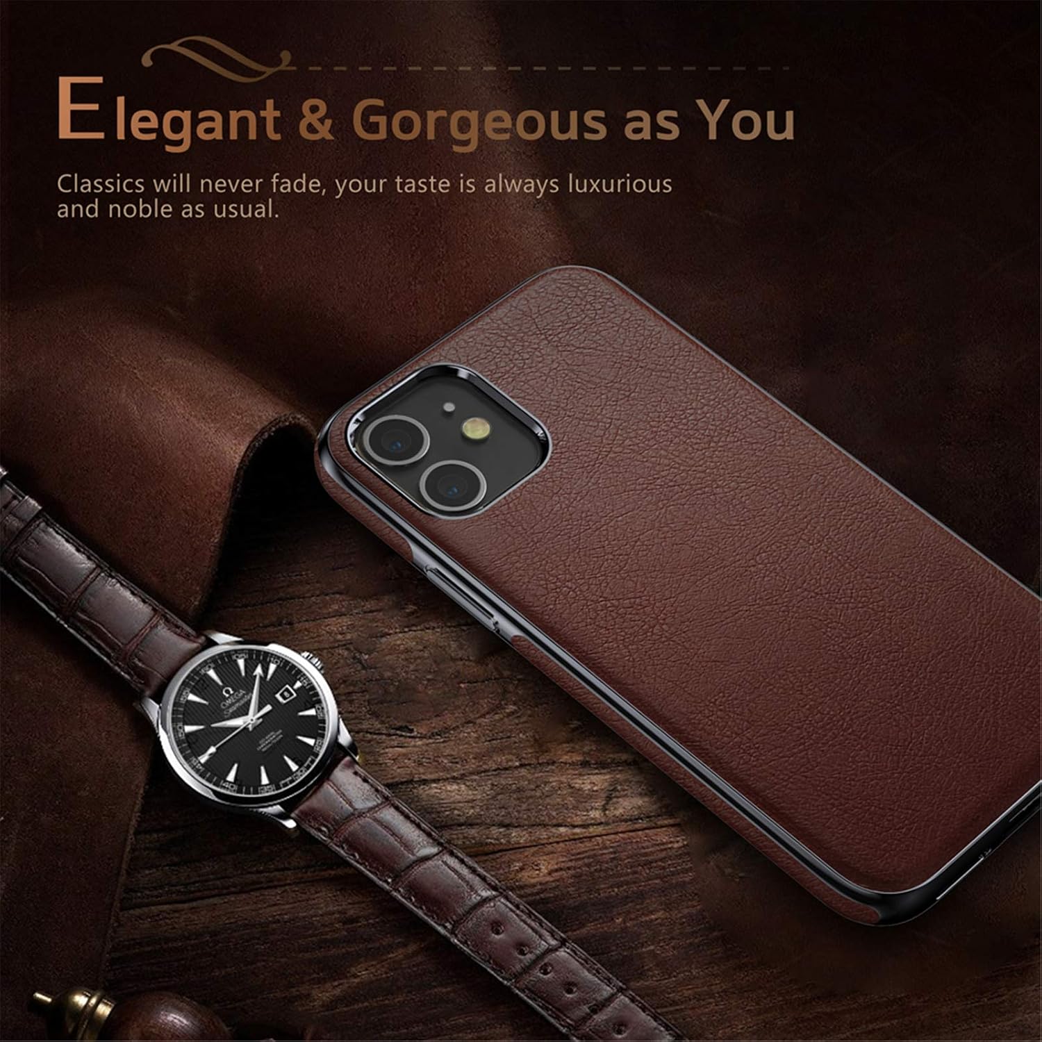 LOHASIC iPhone 11 Case, Slim Thin Luxury PU Leather Business Premium Classic Non Slip Soft Grip Flexible Full Body Shockproof Protective Cases Compatible with Apple iPhone 11 (2019) - Dark Brown