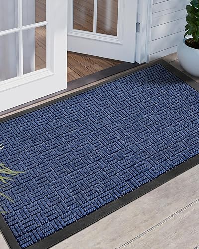 DEXI - Tapete de puerta grande para interiores y exteriores, tapete de goma de alta resistencia para entrada, patio, cochera - 27.5x 59pulgadas,