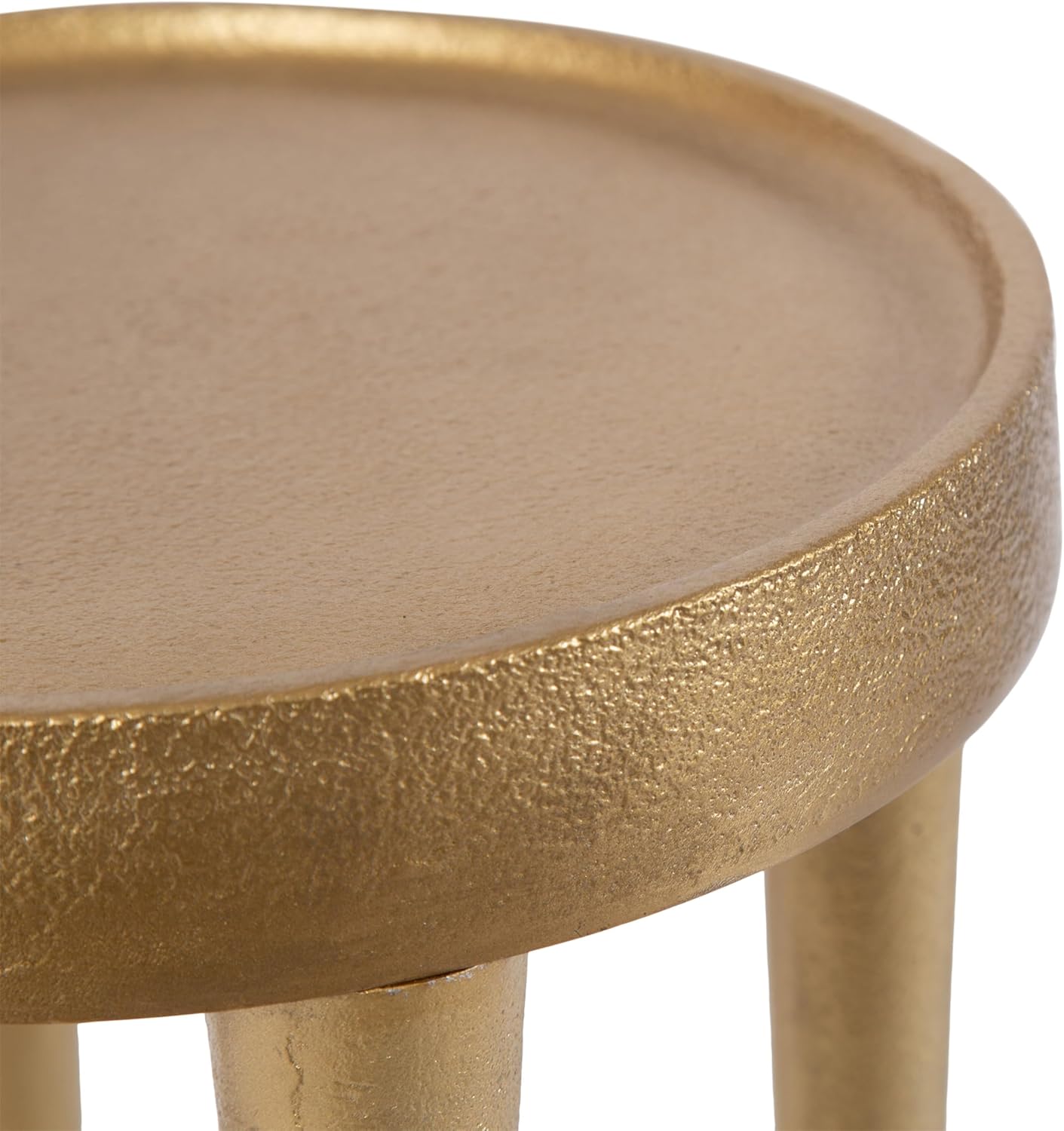 Kate and Laurel Rava Modern Metal Round Drink Table; 10 x 10 x 21; Gold; Cast Aluminum Accent Table for Use as Indoor Plant Stand or Living Room Decor Piece