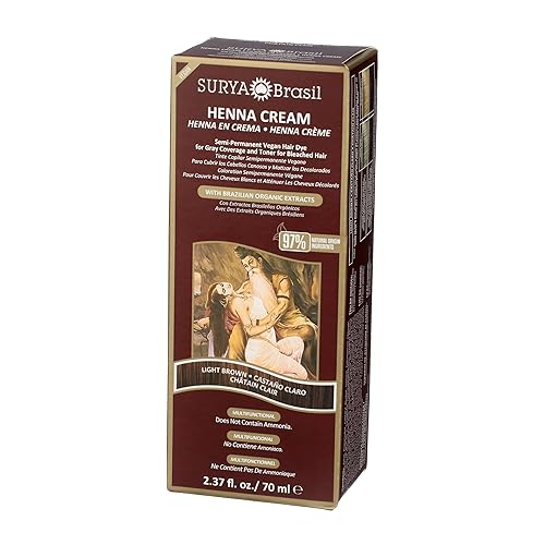 Miniatura 5 de Surya Brasil Tratamiento de color marrón claro con crema de henna natural para cobertura de canas, acondicionador profundo, tinte semipermanente