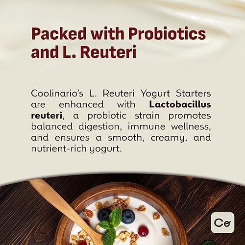 Miniatura 8 de Coolinario L Reuteri - Iniciador de yogur (paquete de 10, bolsitas de 0.05 onzas), cultivo de yogur con probióticos Lactobacillus Reuteri  Cremoso y