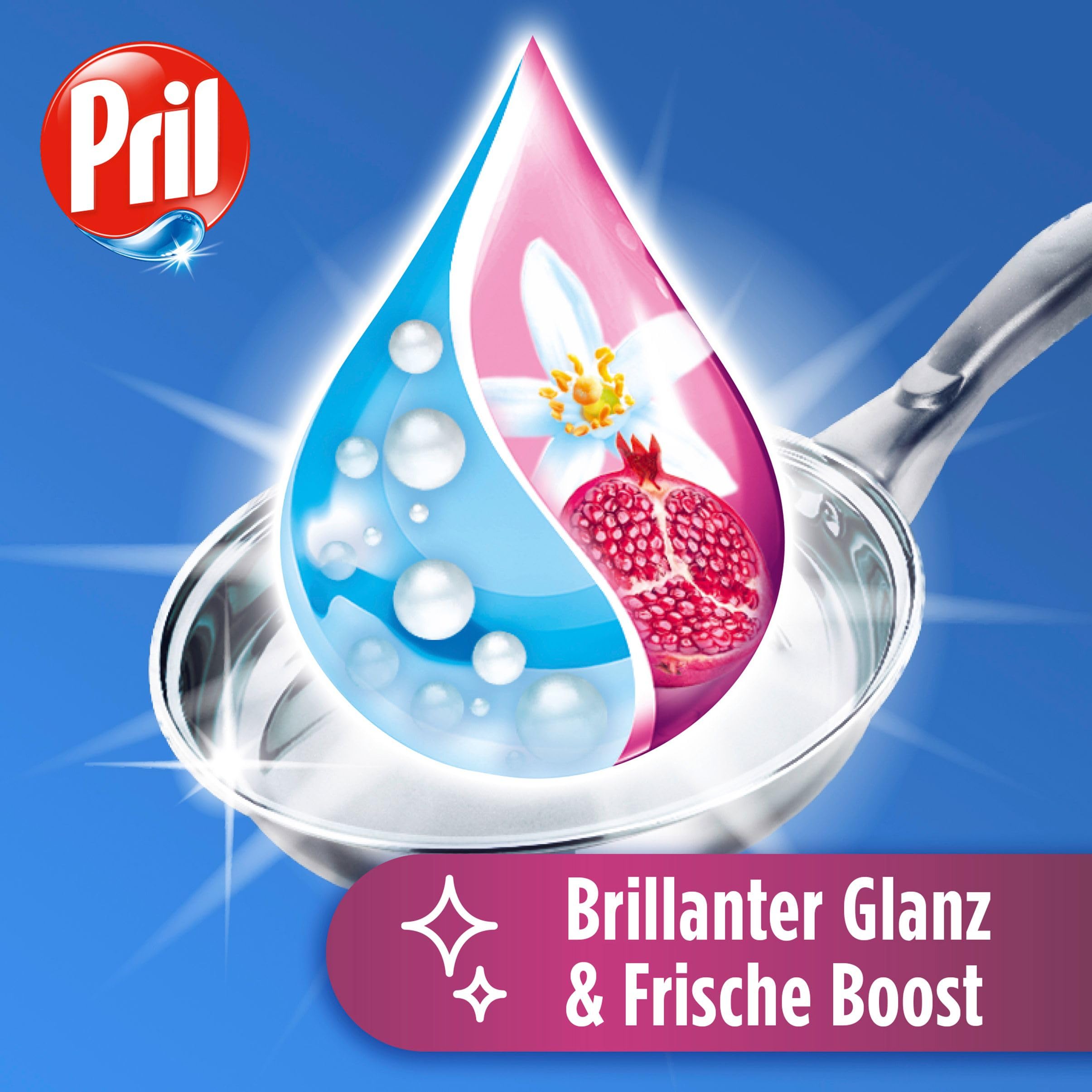 PRIL Kraft Gel Power & Perlen (14x 450 ml), Handgeschirrspülmittel mit hoher Fettlösekraft, für sauberes Geschirr mit brillantem Glanz und Frische-Boost