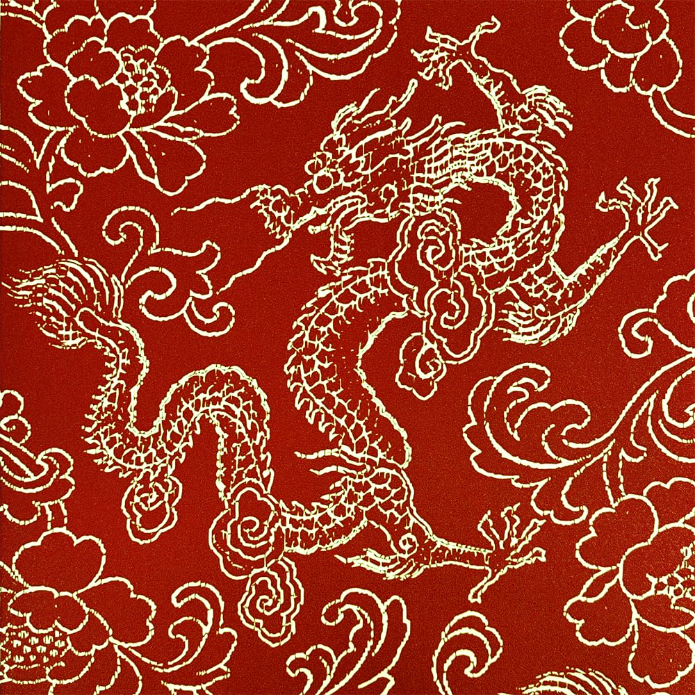 Q QIHANG Chinese Red Style Wallpaper Dragon Pattern Classical Zen Hotel Restaurant Living Room Auspicious Clouds TV Background Non-Pasted Wallpaper 20.8"(0.53m) x 393.7"(10m) (Dragon Pattern-2)