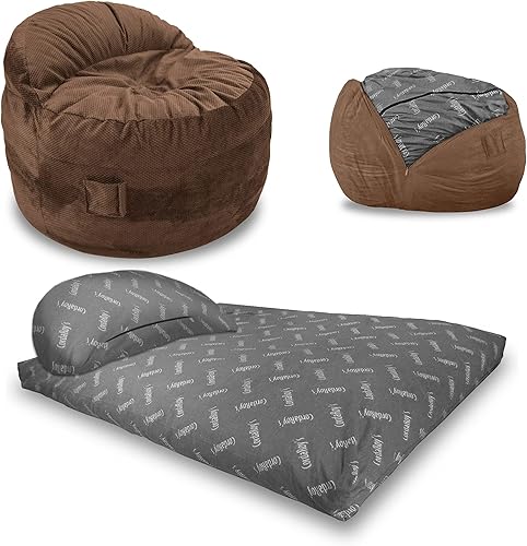 CordaRoy's Chenille Nest - Puf de chenilla, silla convertible se pliega de silla a cama, como se ve en Shark Tank, expreso, King