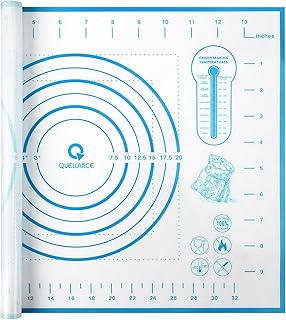 Silicone Pastry Mat with Measurement, Kids Rolling Mat for Fondant, Rolling Dough, Pie Crust, Pizza and Cookies, Baking Ma...