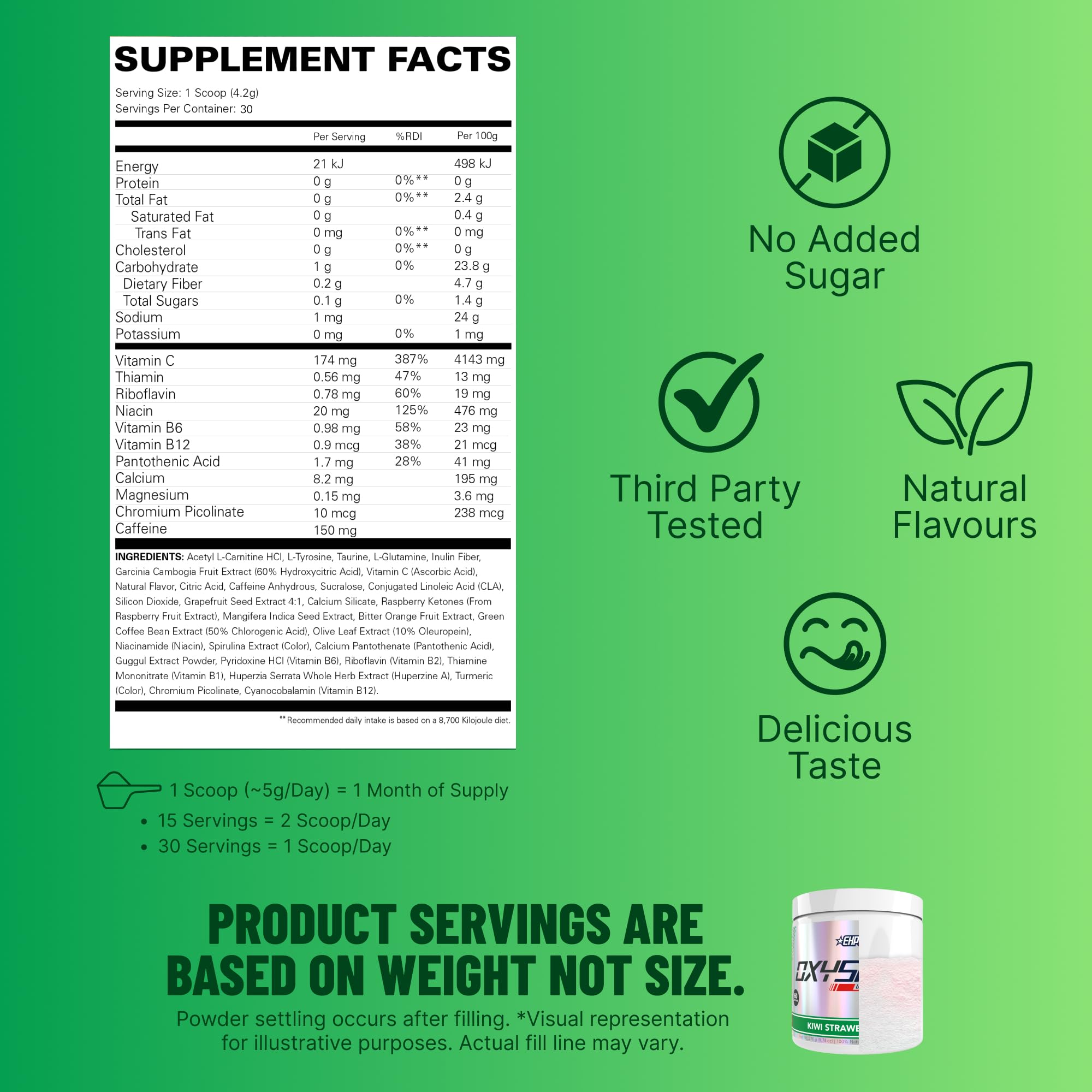 EHP Labs OxyShred Pre Workout Powder - Kiwi Strawberry, 33 Servings — Amazon image 2