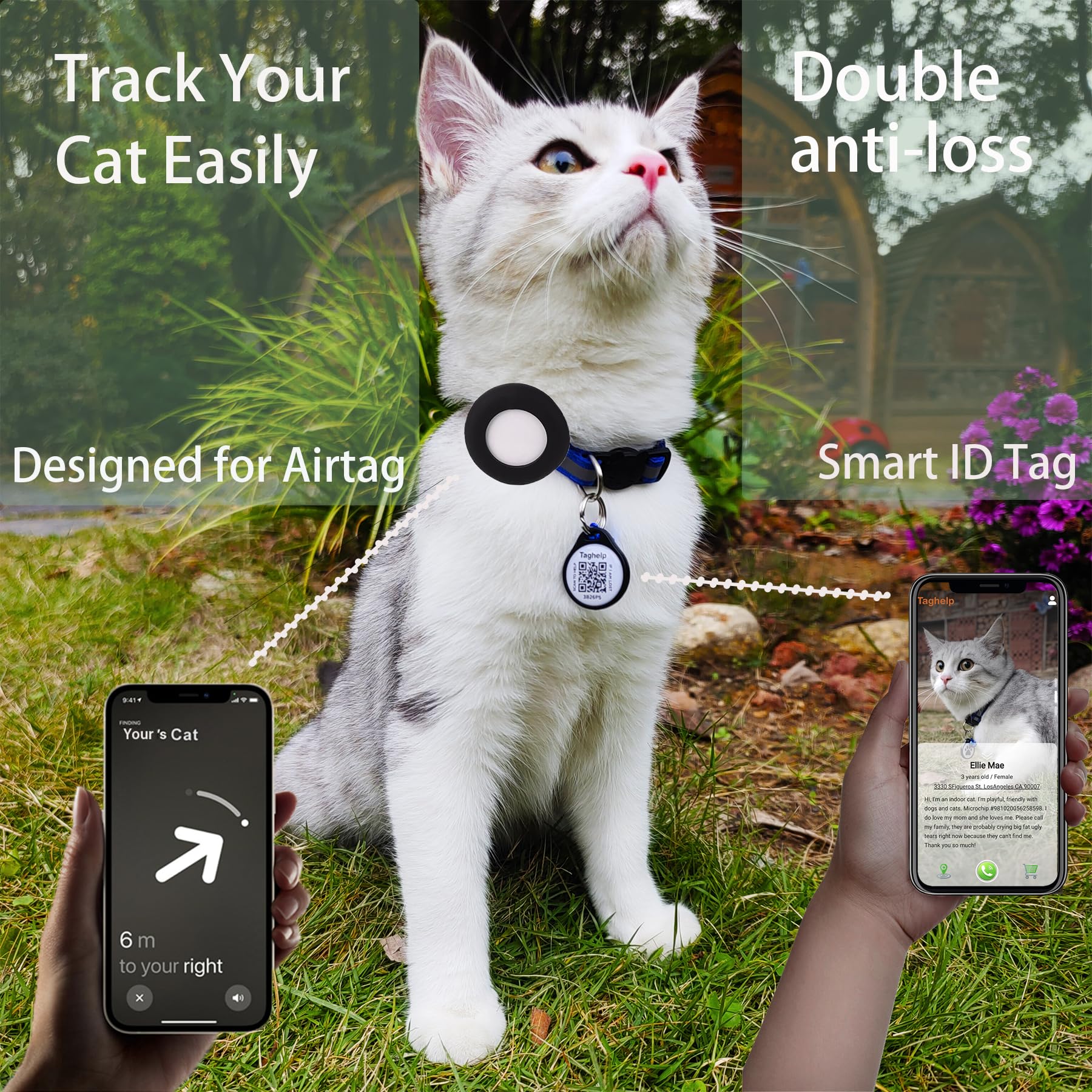 Smart ID tag&Airtag Cat Collar Breakaway with Bell,Reflective Kitten Collar with Apple Airtag Cat Collar Holder,Adjustable 7-12In,Safety Buckle for Girl Boy Cats,Pet Supplies,Accessories,Gifts(Pink)