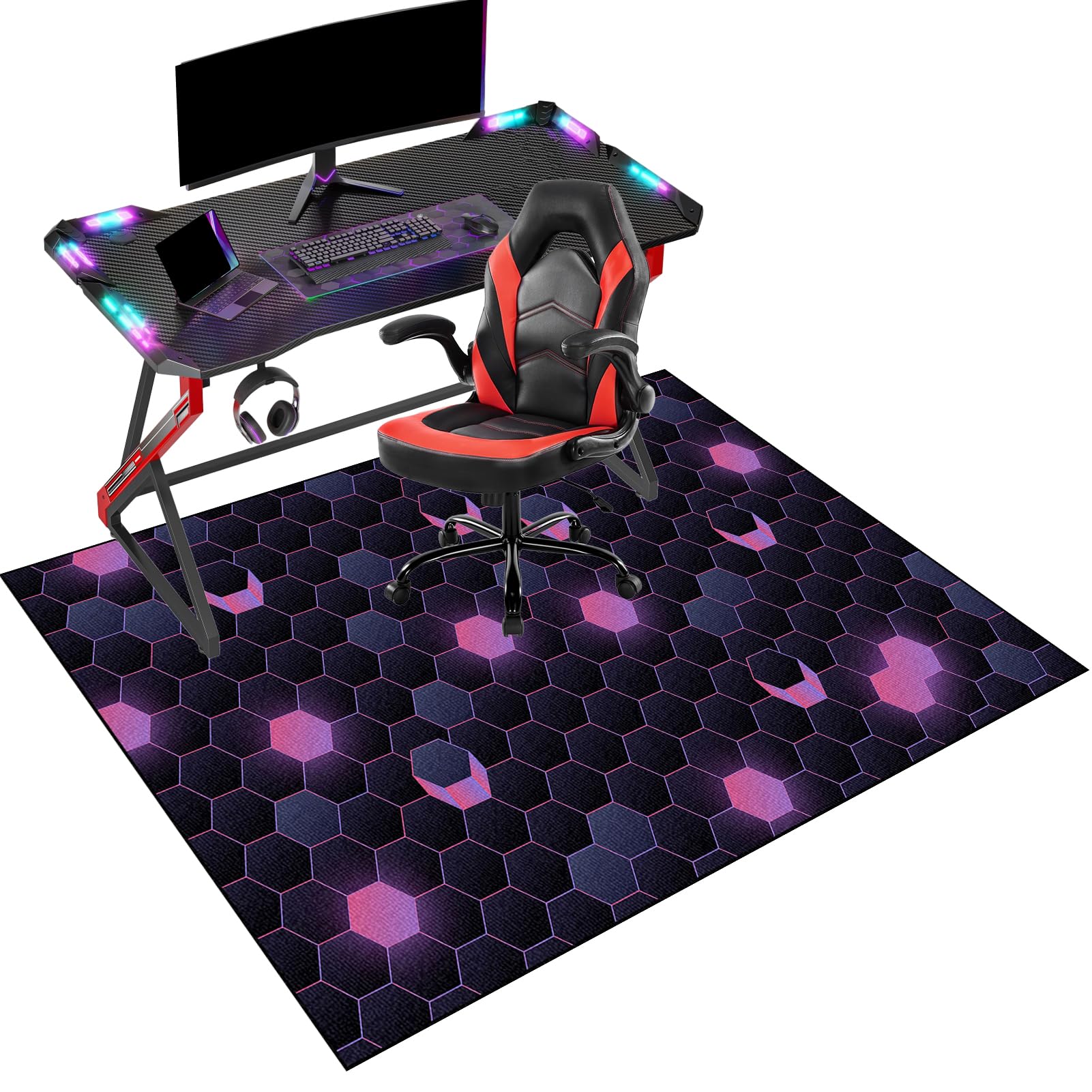 Fcenghox 441A Gaming Chair Mat For Carpet Floor, Office Chair Mat For Hardwood Floors, Desk Chair Mat For Rolling Chair, Low Pile Gaming Floor Mats, Multi-Purpose Carpet Protector For Home Office 70 X 100 Cm