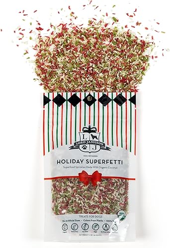 Miniatura 5 de Lord Jameson Holiday SuperFetti - Gránulos para perros, 3 onzas, rojo y verde, adorno orgánico para alimentos hechos de coco, golosinas