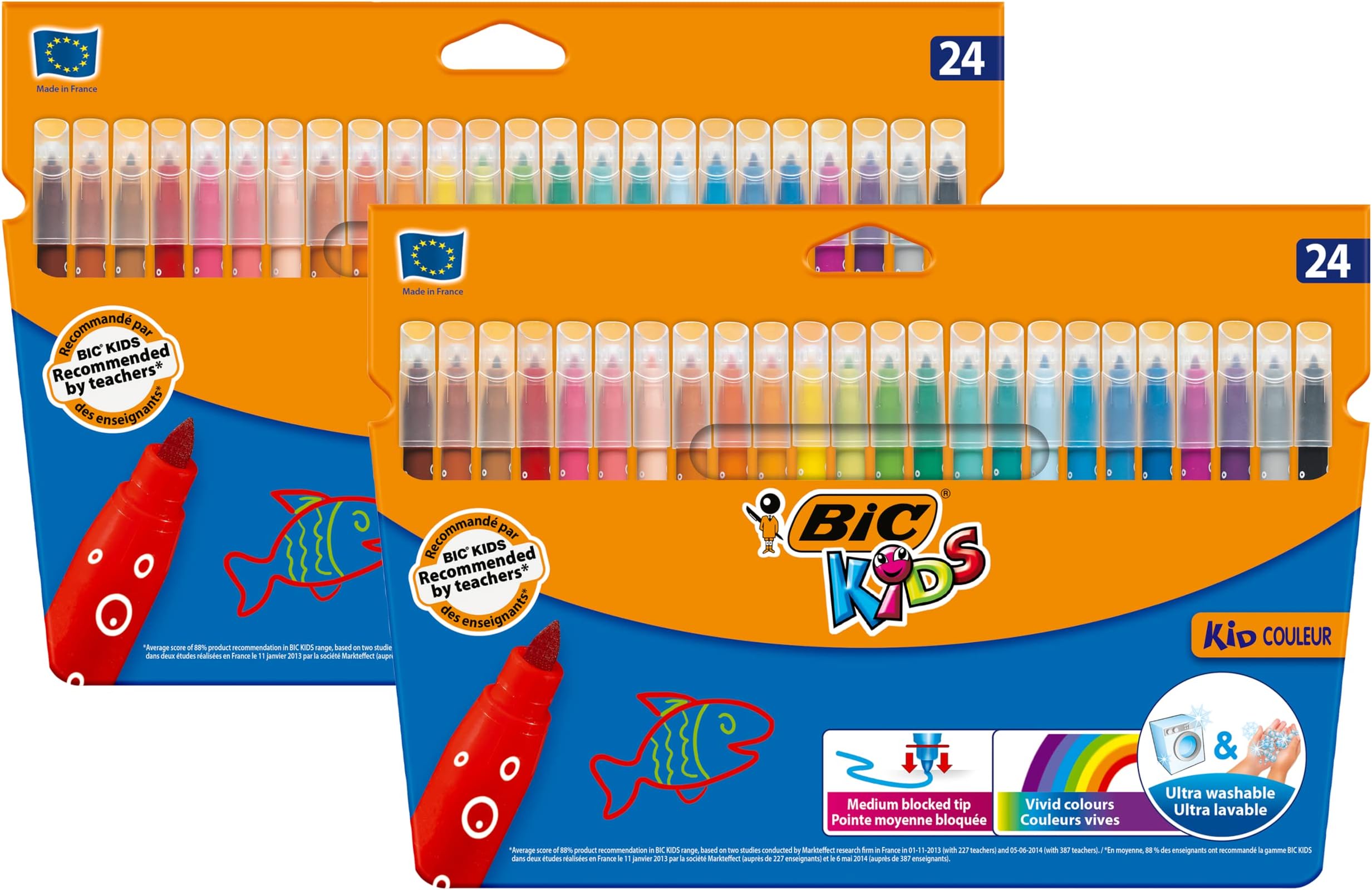 bic spielzeug BIC Kids Filzstifte Kid Couleur, Fasermaler zum Malen in 24