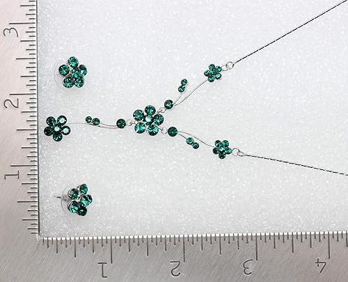 Miniatura 5 de Faship Hermoso juego de aretes de collar floral de cristal con diamantes de imitación, Diamante de imitación, Diamantes de imitación