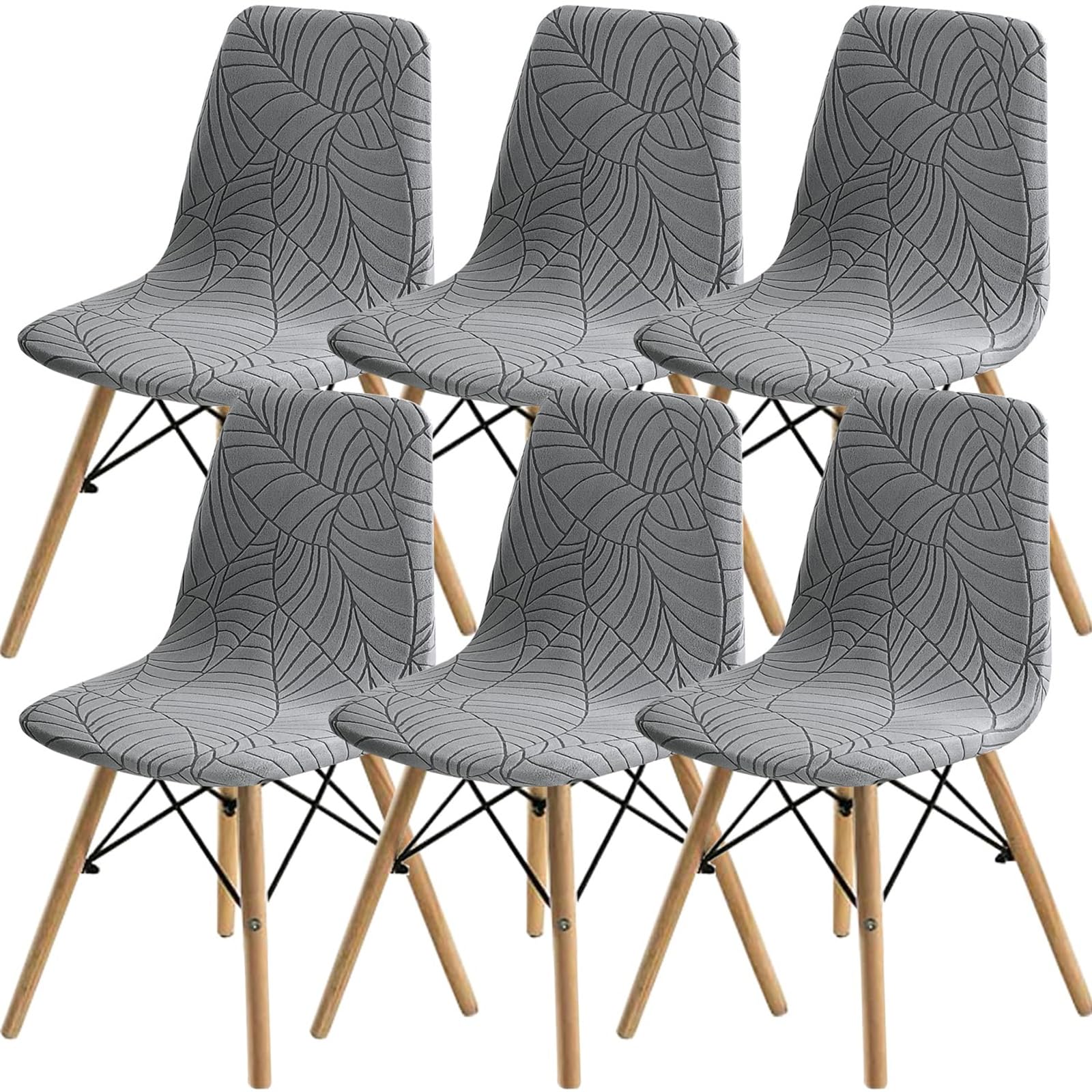 ZHUIYUAN Dining Chairs Covers Set of 2/4/6,Printed Shell Chair Cover Lounge Armless Chair Cover Stretchable Slipcovers for Kitchen, Office, Dining Room and Living