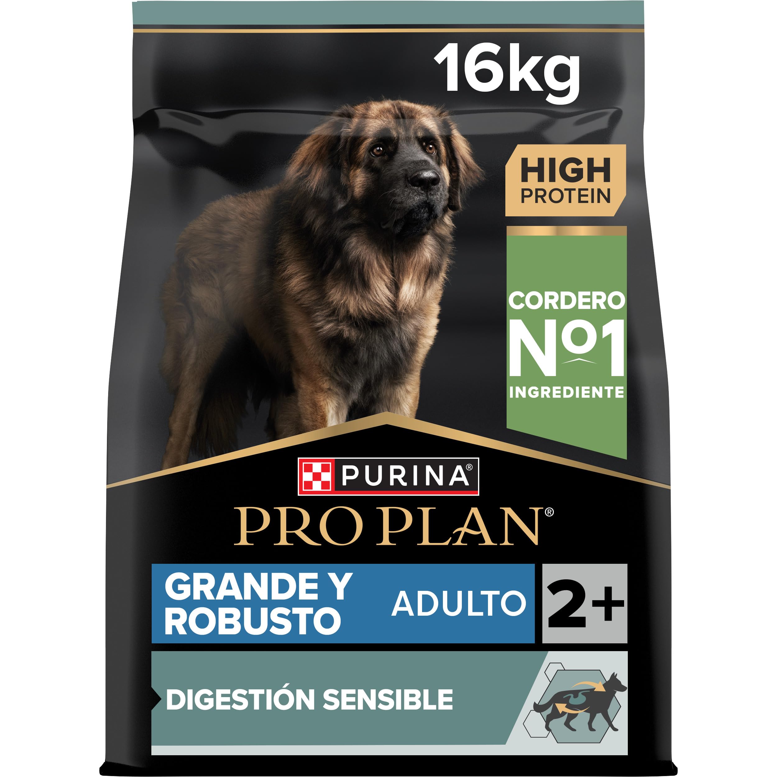 Purina Pro Plan Large Adult Robust Digestion Pienso para Perro Grande Adulto, Digestión Sensible con Cordero, Saco de 16kg