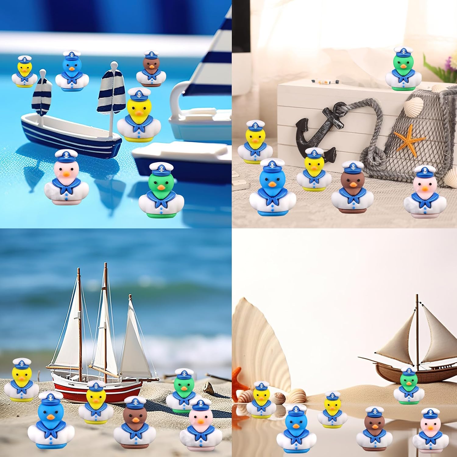 60pcs Cruise Rubber Ducks, PVC Small Captain Sailboat Duck Mini Sailing Rubber Tiny Duckies Cruise Ship Toys for Bath Toys Party Favors (Brown, Yellow, Blue, Green, Pink)