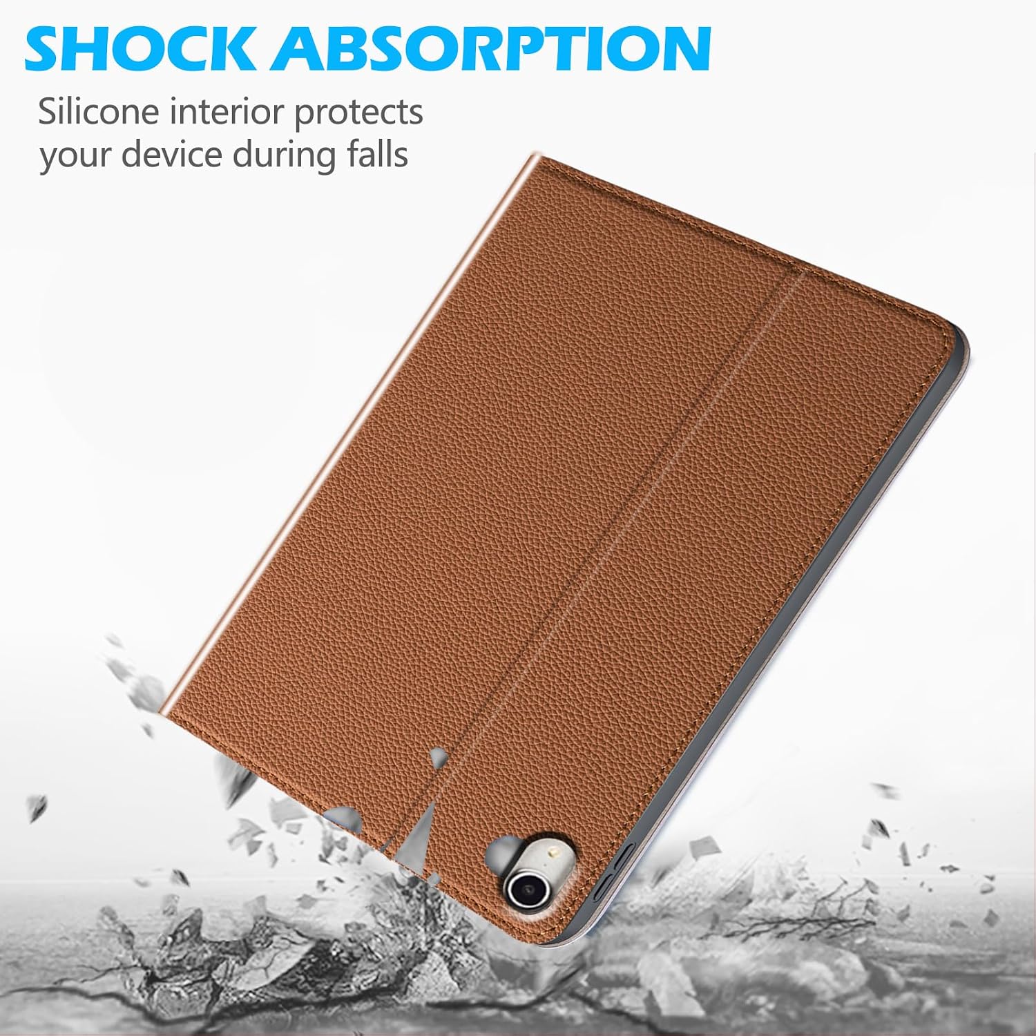 Leather Case for iPad 11th/10th Gen (11/10.9 inch, 2025-2022) | Shockproof Smart Cover | Adjustable Stand | Auto Wake/Sleep | Multiple View Angles | Brown