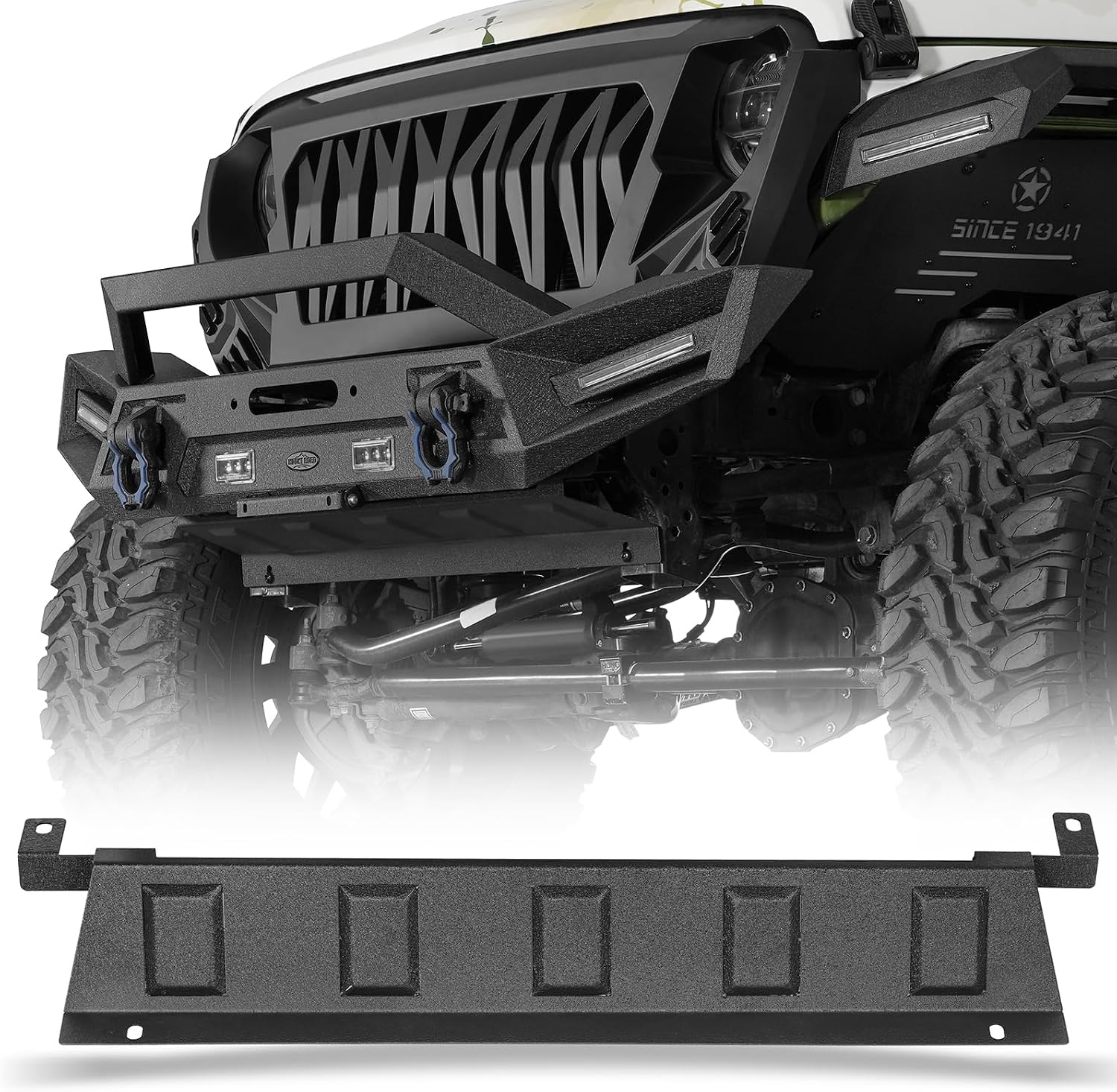 Hooke Road Front Skid Plate Splash Shield for 2018-2026 Jeep Wrangler JL & Gladiator JT, Only Compatible with Hooke Road Front Bumper