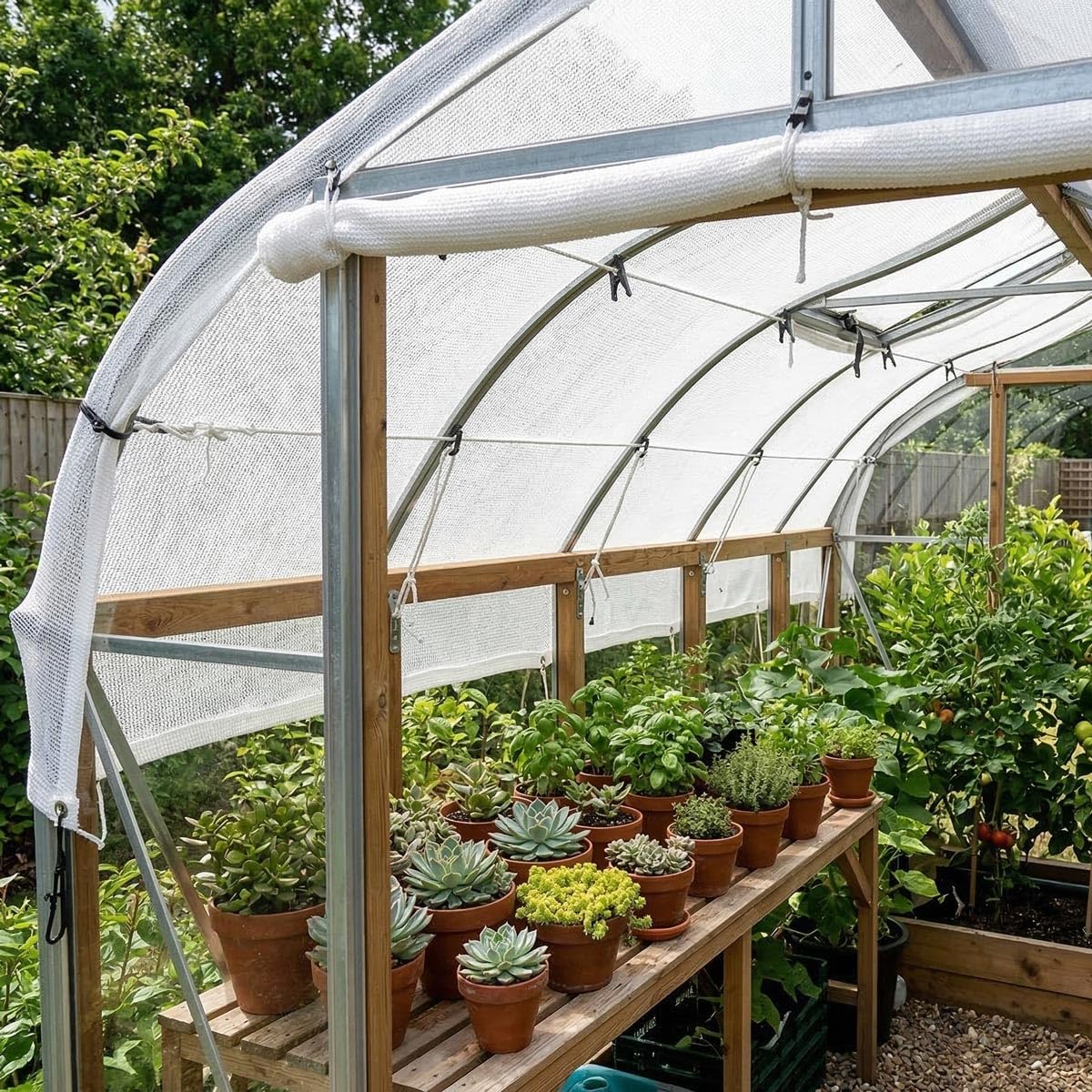30 % weiße Rasur mit Ösen, UV-beständig, reißfest, für Gewächshaus, Garten, Terrasse, Pflanze, Blumen, Huhn, Carport, 4 x 8 m