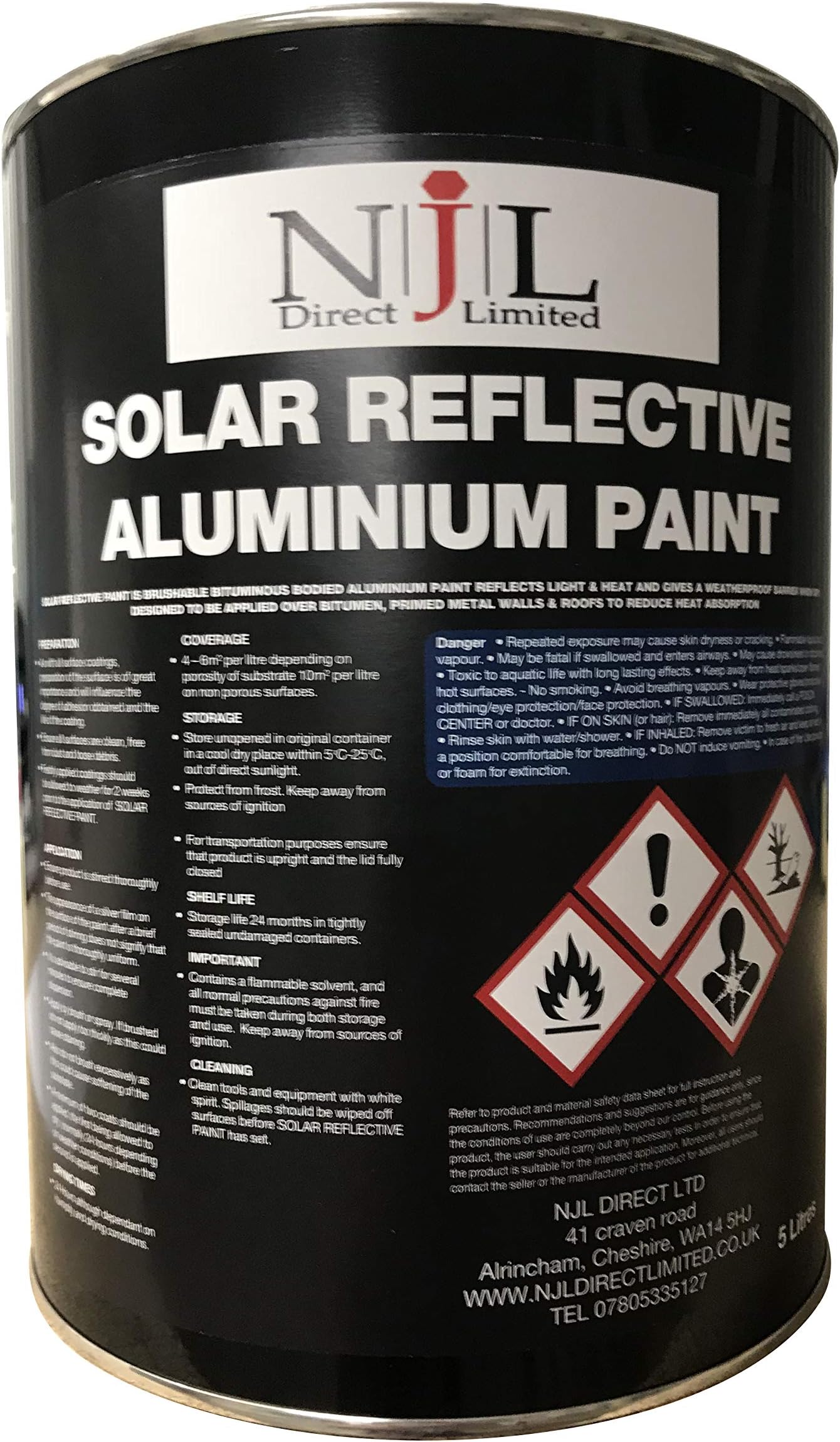 Njl Solar Reflective Roof Coating Paint Aluminium Silver 5 Litre