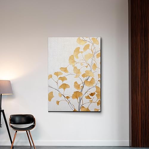 Miniatura 3 de Original Ginkgo biloba Print On Canvas, Modern Textured Gold Wall Art, Abstract Gold Leaves Print, Living room Wall Decor, Art Decor, Print