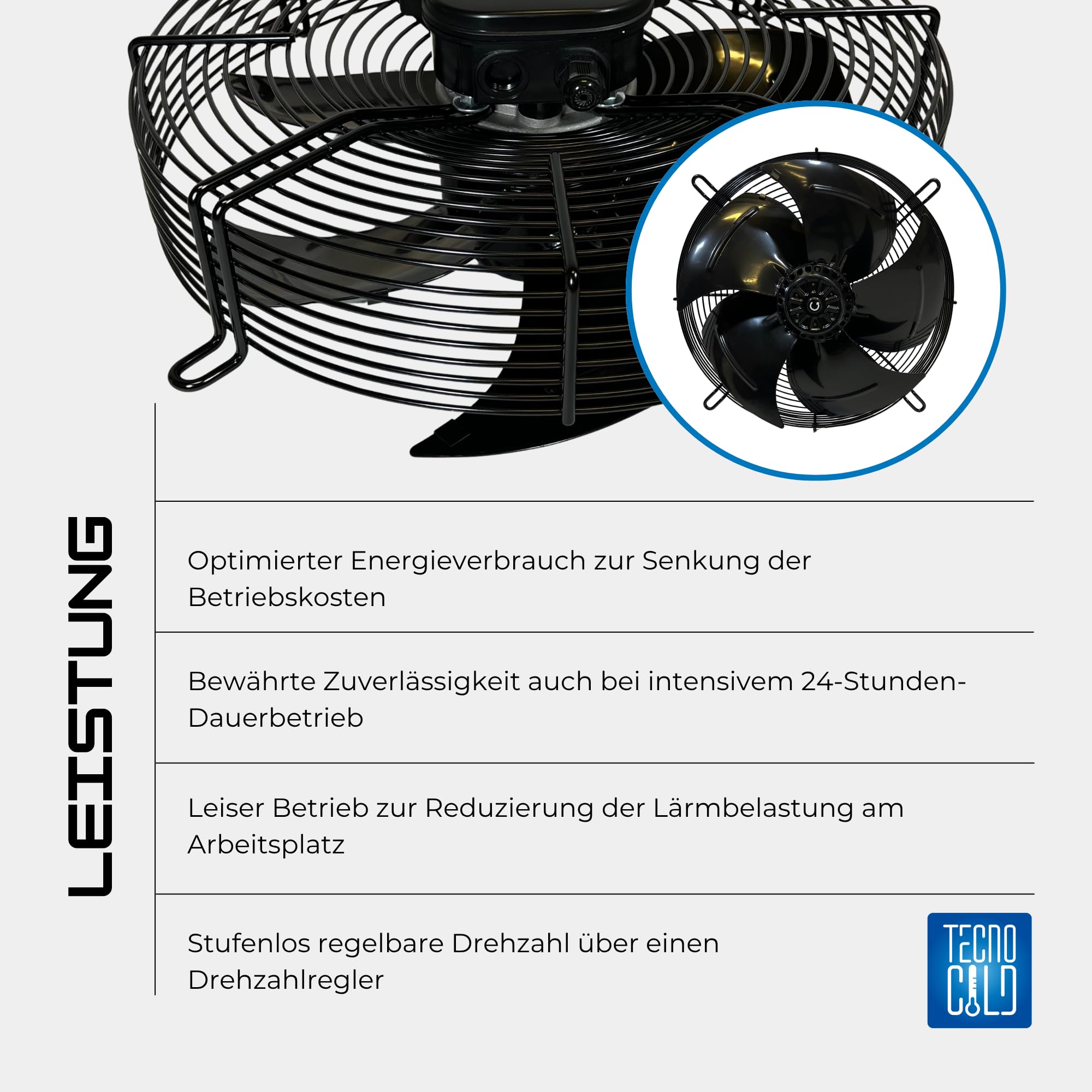 Axiallüfter 330 mm 230V – Industrieventilator mit Motor und Schutzgitter für Kühlung und Lüftungssysteme