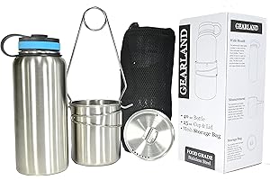 Canteen Stainless Steel Water Bottle with Nested Camping Cup and Lid for...
