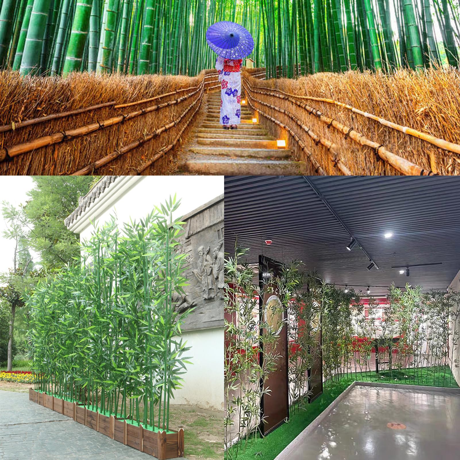 天然竹使用　竹垣　間仕切り　パーテーション 楽天市場】天然竹の玉袖垣 幅70cm 衝立 パーテーション 仕切り