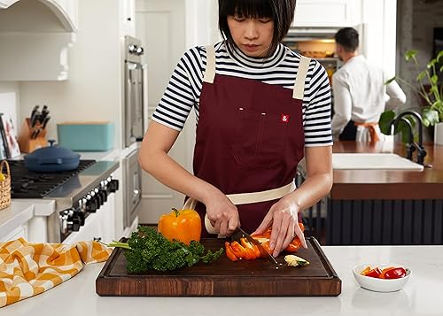 Miniatura 3 de Sonder Los Angeles, Fabricado en Estados Unidos, tabla de cortar de madera de nogal de grano grueso grande con pies antideslizantes, ranura para
