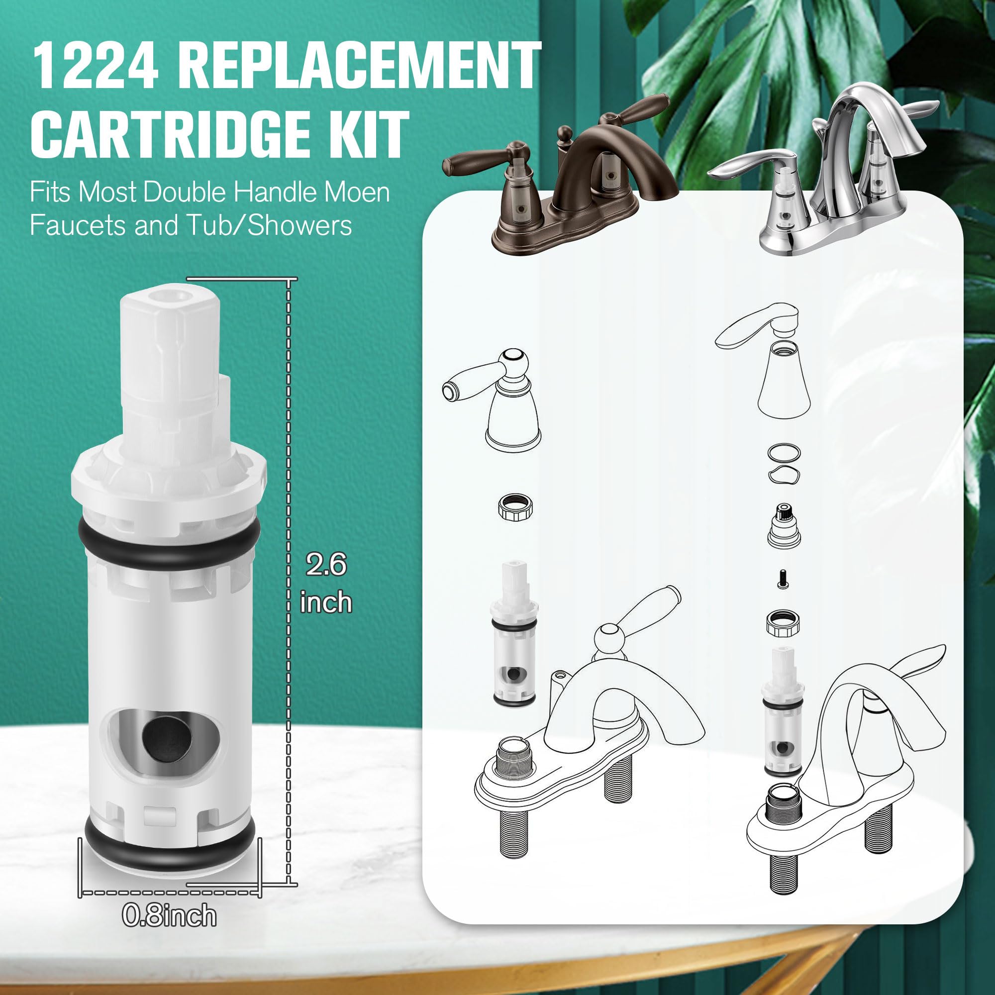 Feekoon 1224 1224B Faucet Cartridge Replacement Kit Compatible