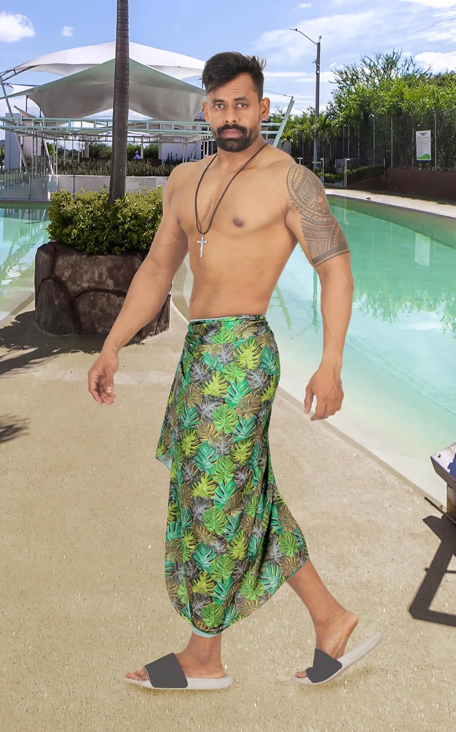 HAPPY BAY Men's Sarong Wrap Bath Swim Pareo Beach image 2