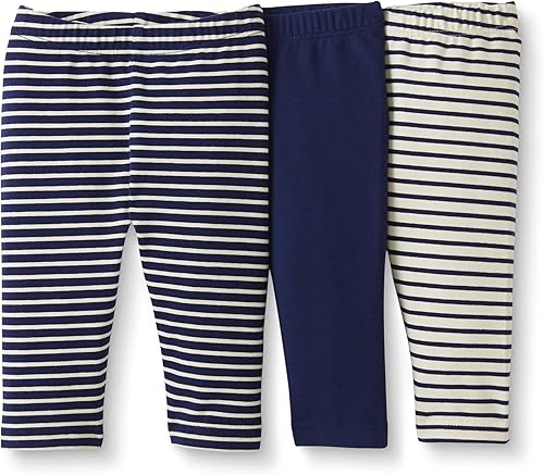 Moon and Back Leggings de algodón orgánico para bebé, paquete de 3