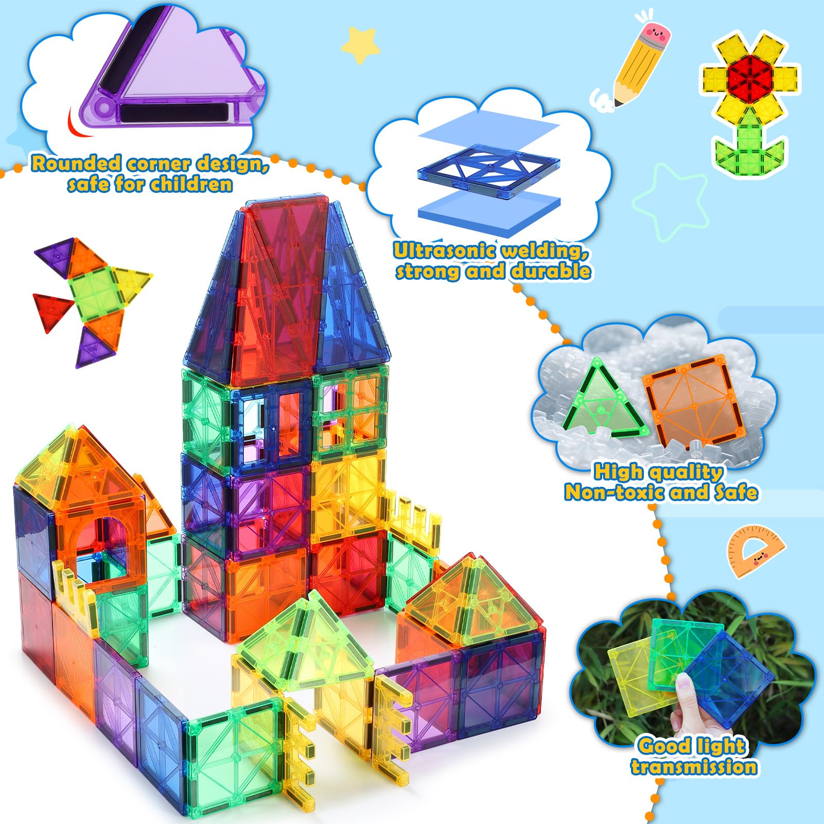 Wootoyz Costruzioni Magnetiche Per Bambini 3 4 5 6 Anni, Giochi Bambini 3-6 Anni Magneti Bambini Regalo Bambino Bambina 3-8 Anni Giocattoli Bambino Bambina 3-6 Anni Regali Compleanno Bambinis