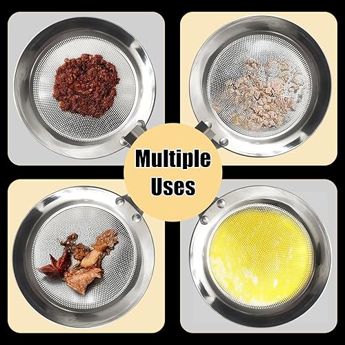 Miniatura 5 de Cuchara coladora de acero inoxidable de malla fina, tamiz de malla fina con mango largo, cuchara espumadera de acero inoxidable, accesorio de cocina