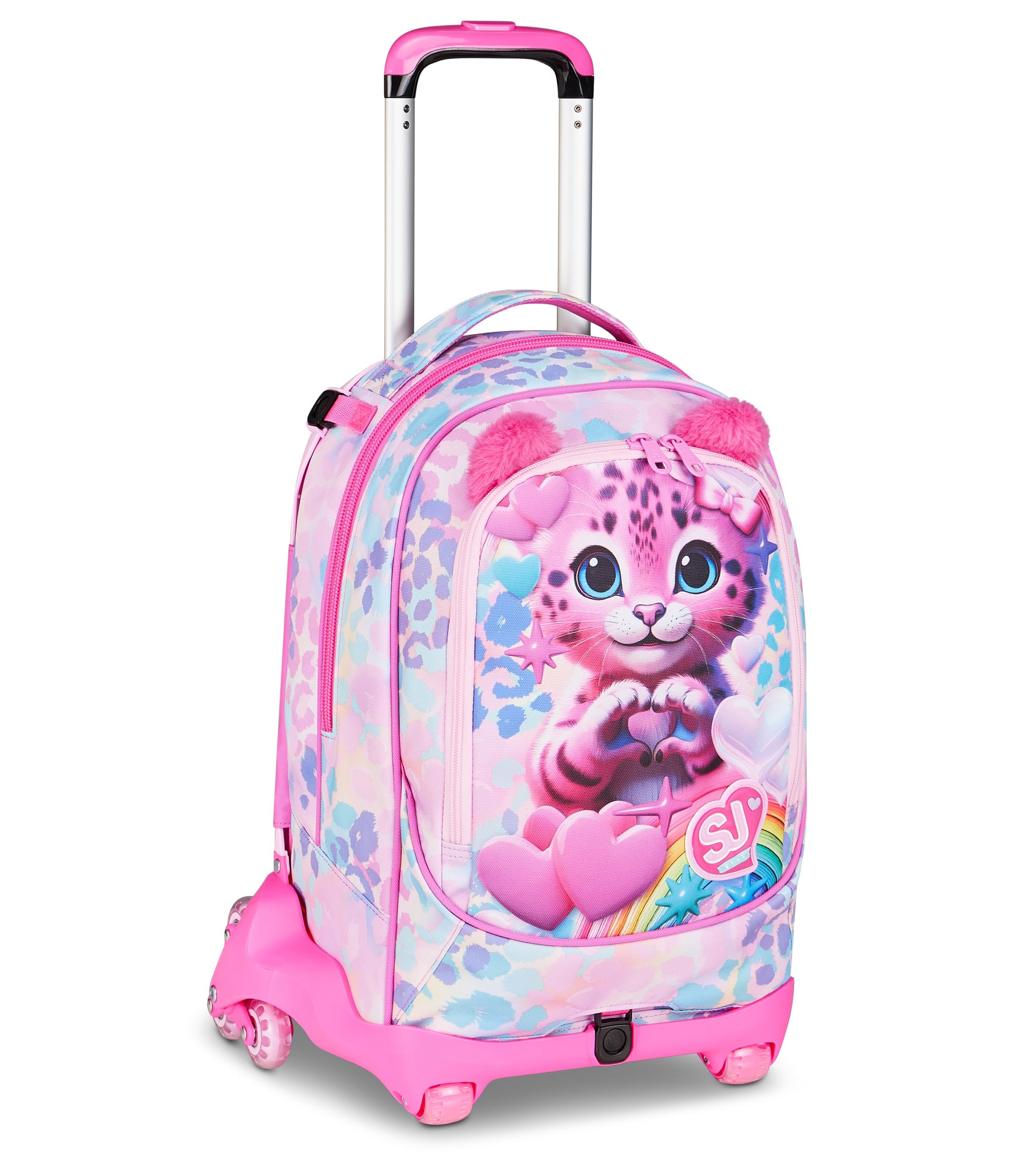 SJ GANG STYLE JAM GANG Trolley Scuola Jack 8 ruote HEART BUDDY GIRL, Rosa, 34L, Scomponibile, Uso Zaino, Cross-over System, Spallacci a scomparsa, Tasca portaborraccia, Elementari e medie, Bambina