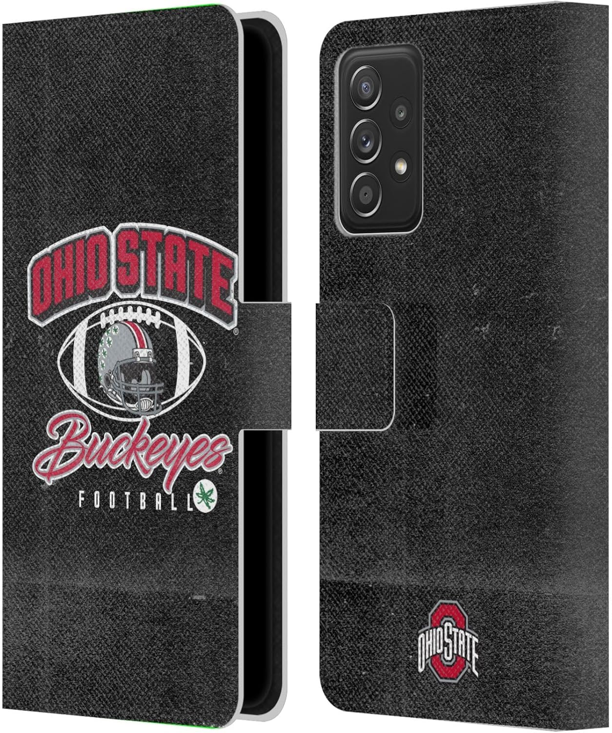 Head Case Designs Officially Licensed Ohio State University Vintage Football Graphics Leather Wallet Case Compatible with Samsung Galaxy A53 5G (2022)