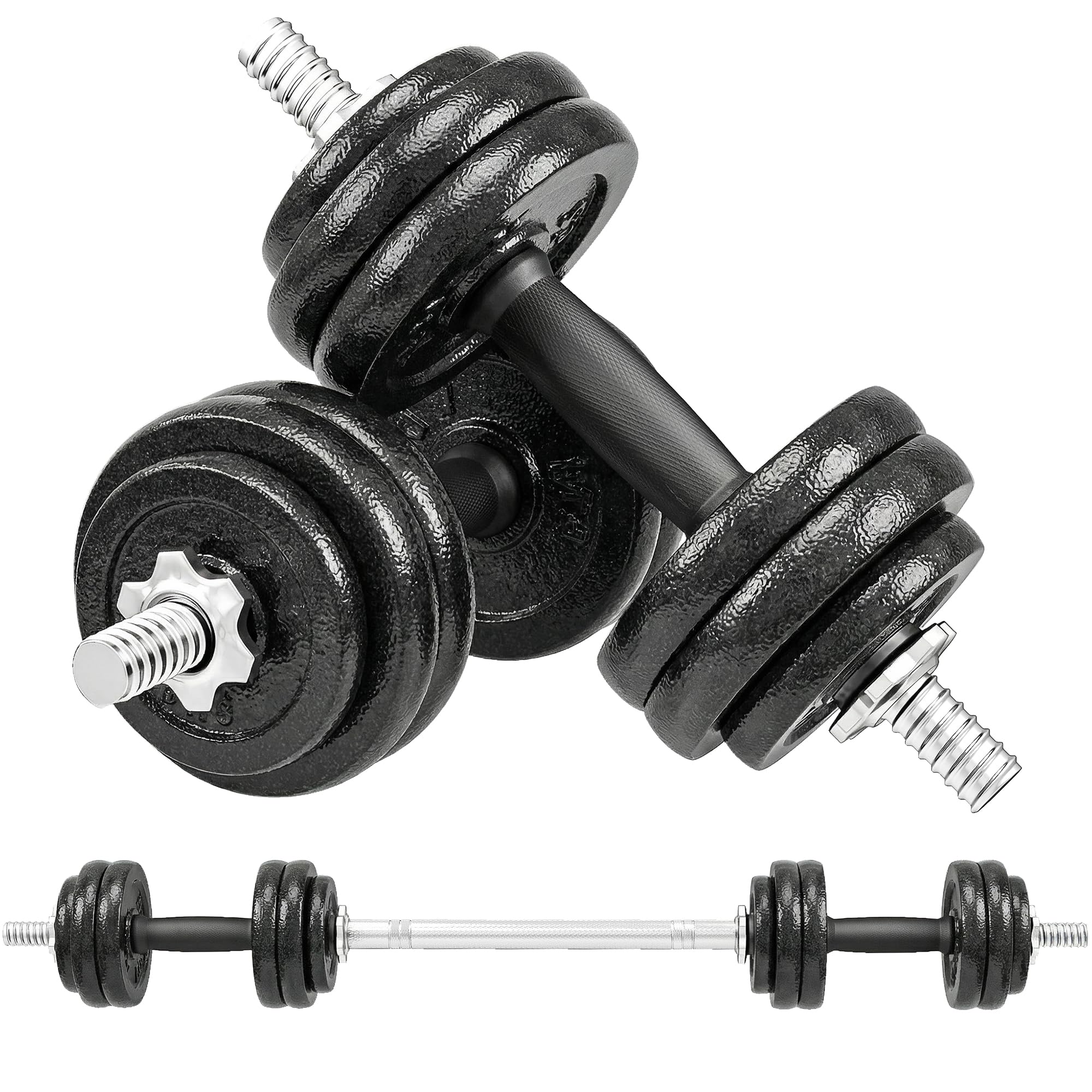 SPORTNOW 2-in-1 Adjustable Barbell and Dumbbell Weight Set - 30kg - Steel