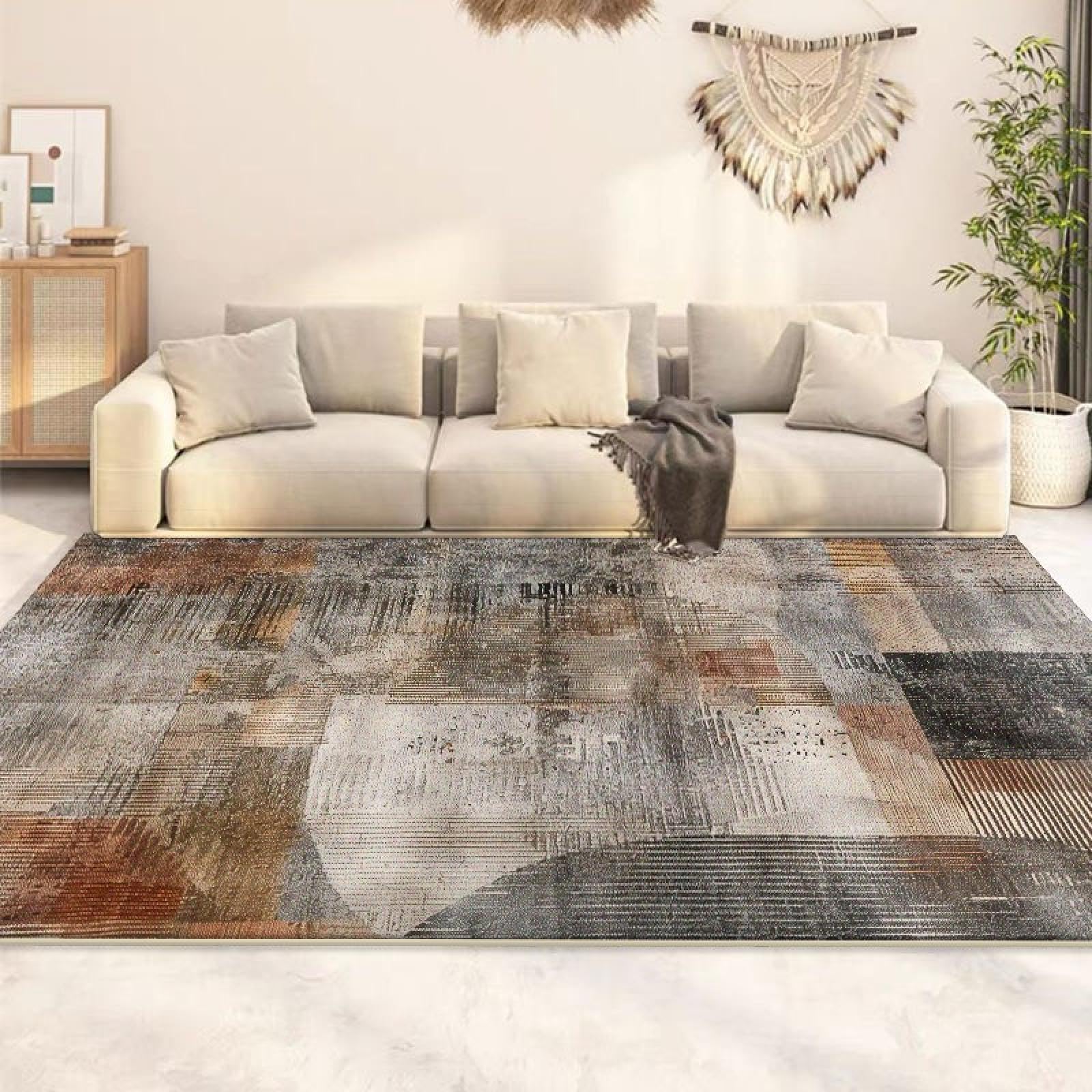 Tapis de sol lavable abstrait pour sublimer l'espace canapé