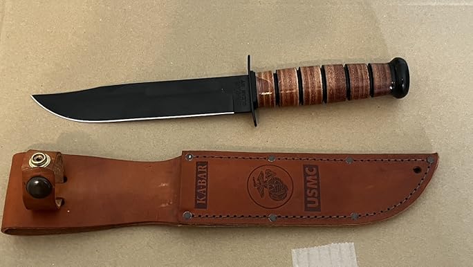 Amazon.com : Ka-Bar Straight Leather Handled Mark 1 Knife