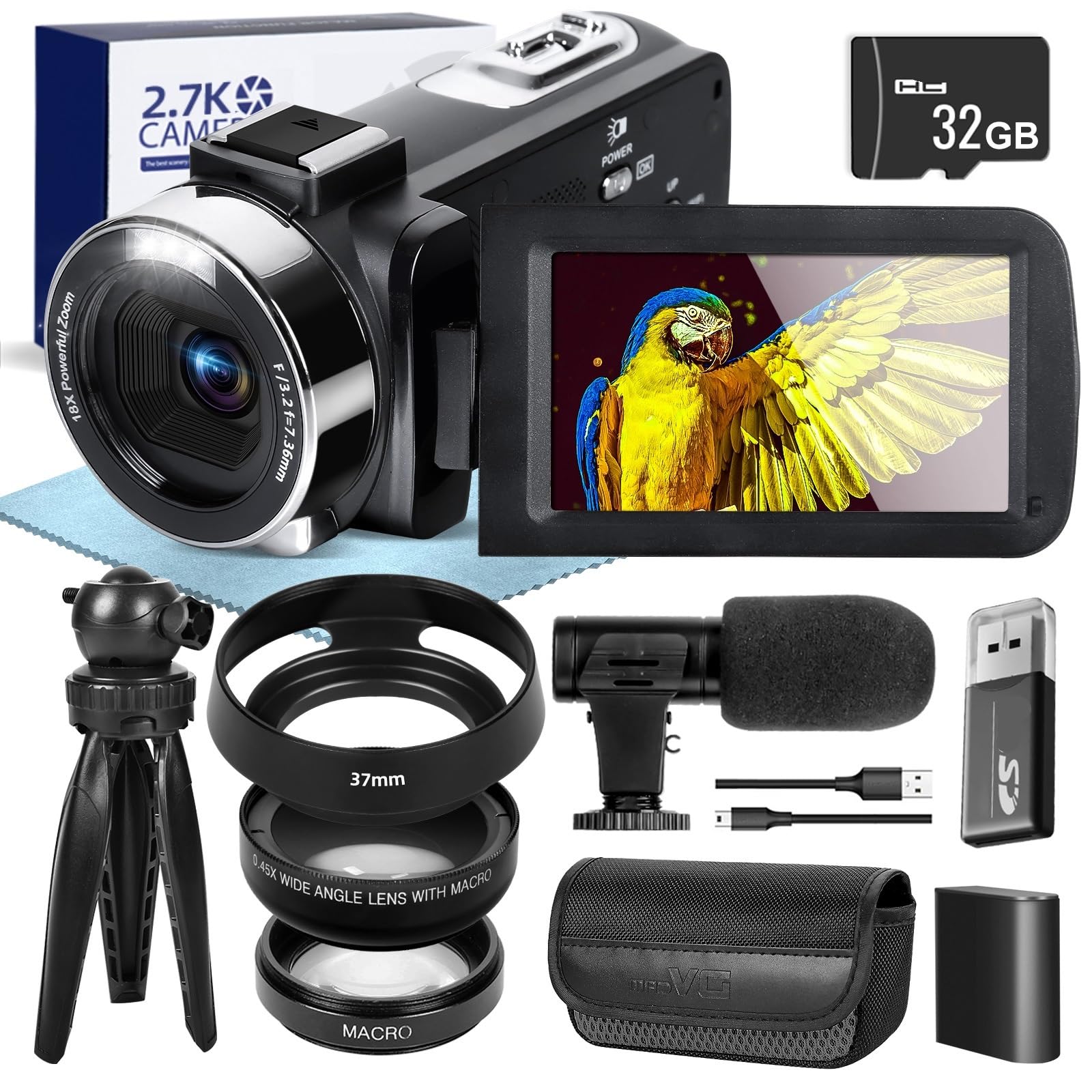 2.7K Video Camera, 42MP Digital Camera, Vlogging Camera for Camcorder with 3.0 Inch Flip Screen with Remote Control-image-41