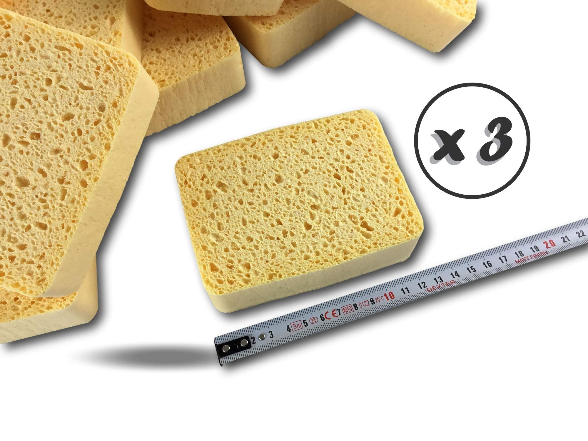 Zestaw 10 blond gąbek roślinnych z obszyciem nr 6 | Zestaw 3 sztuk | 123x91x35 mm | Czyszczenie do płukania na dowolnej powierzchni | Wysoka odporność i chłonność | Odporne na zarysowania | Kibros EPVGBL02x3