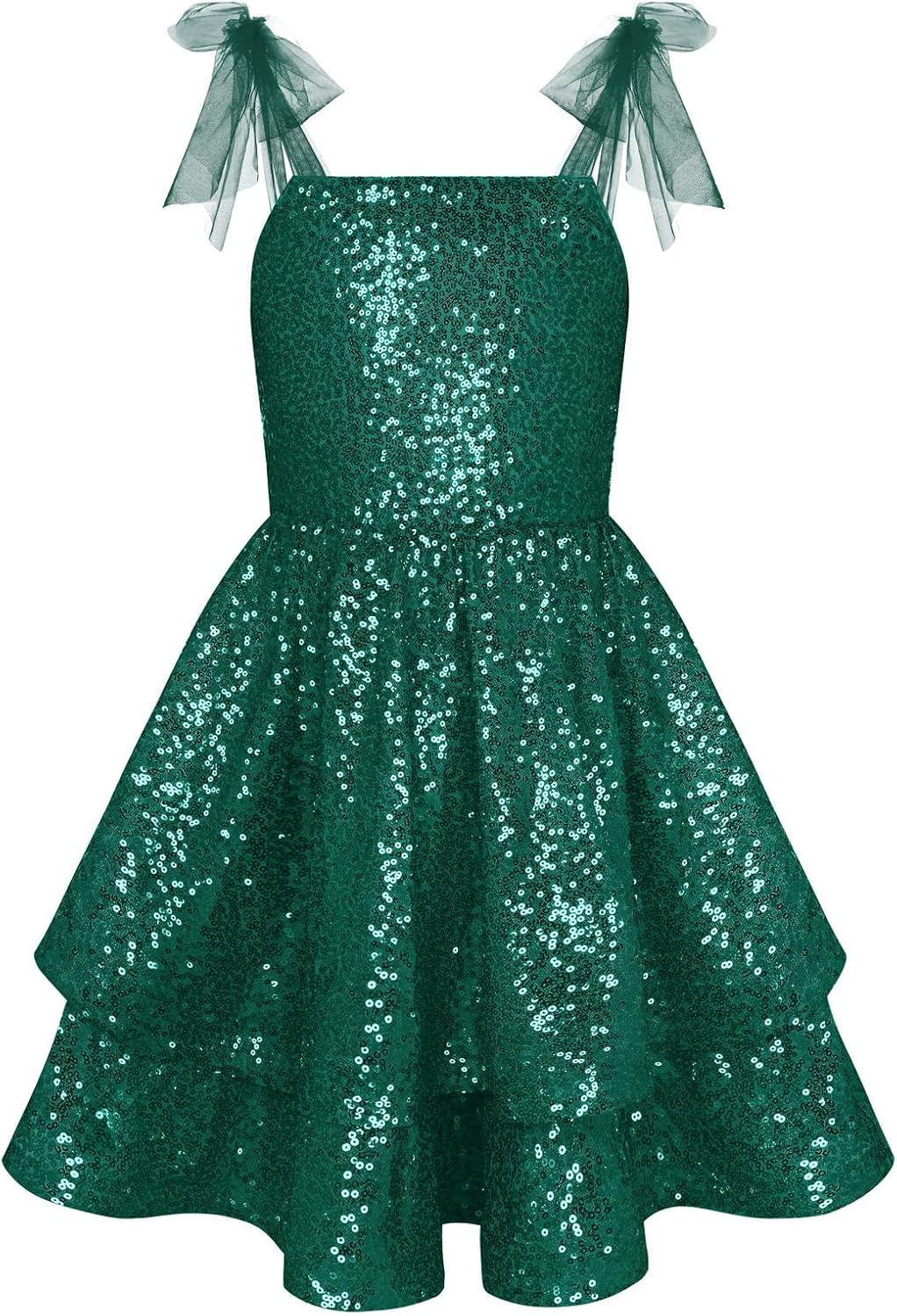 GRACE KARIN Gold Girls Sequin Dress Sparkly Girl Fancy Daughter Dance Mini Dresses Kids Birthday Wedding Formal Party